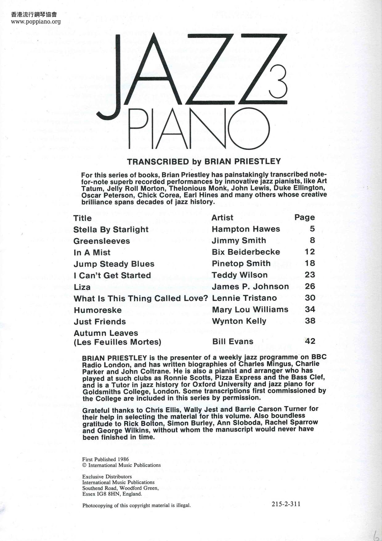 Jazz Piano 3 Book 49 Pages Score