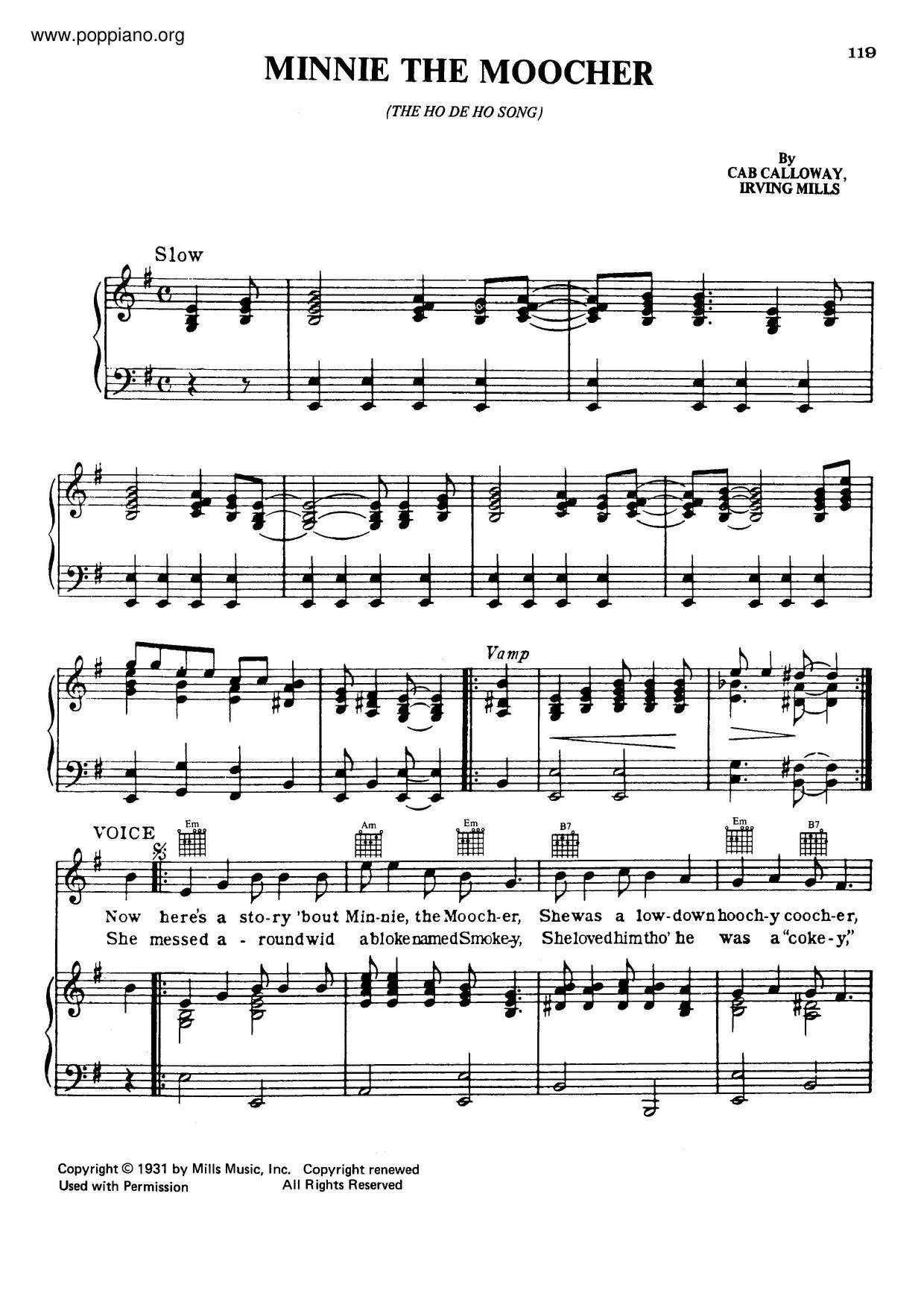 Minnie The Moocher Score