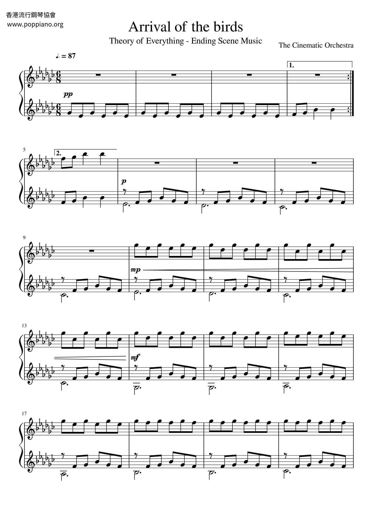 Arrival Of The Birds Score