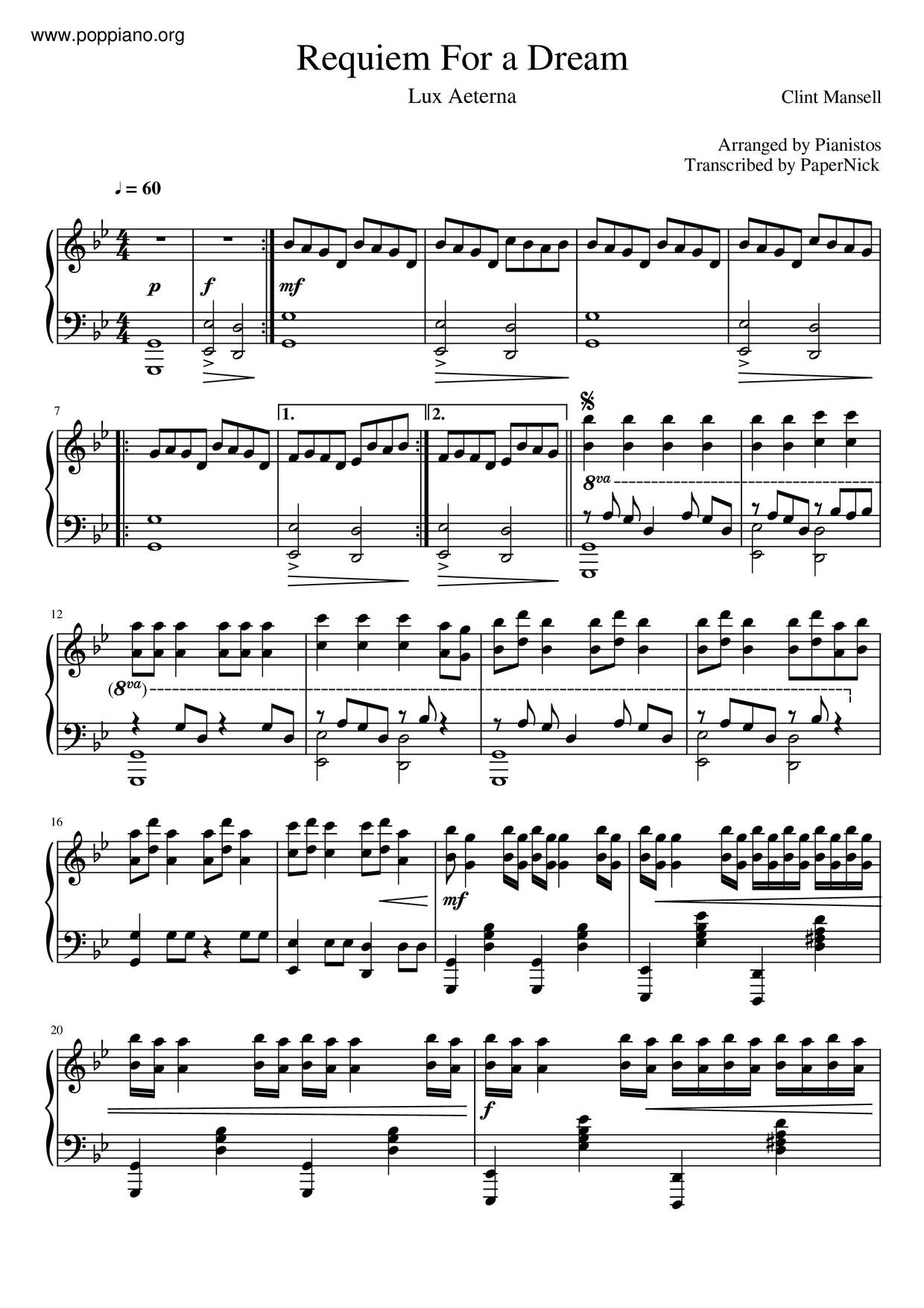 Requiem For A Dream Score