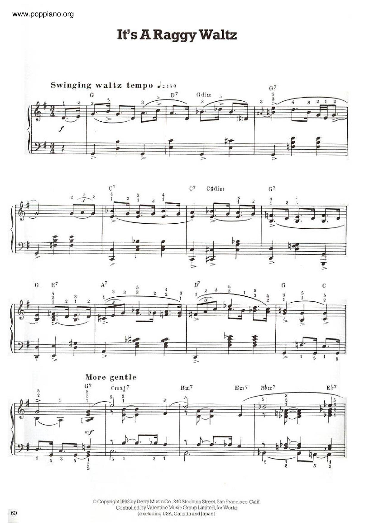 It's A Raggy Waltz Score