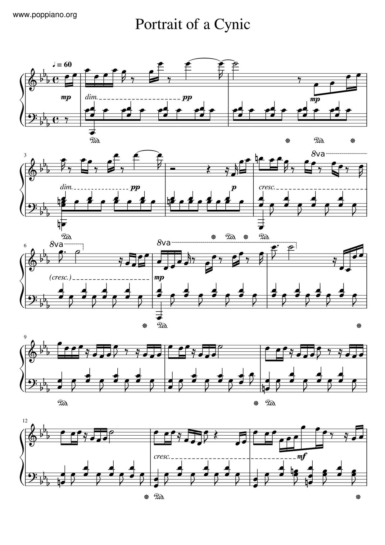 Portrait Of A Cynic Score