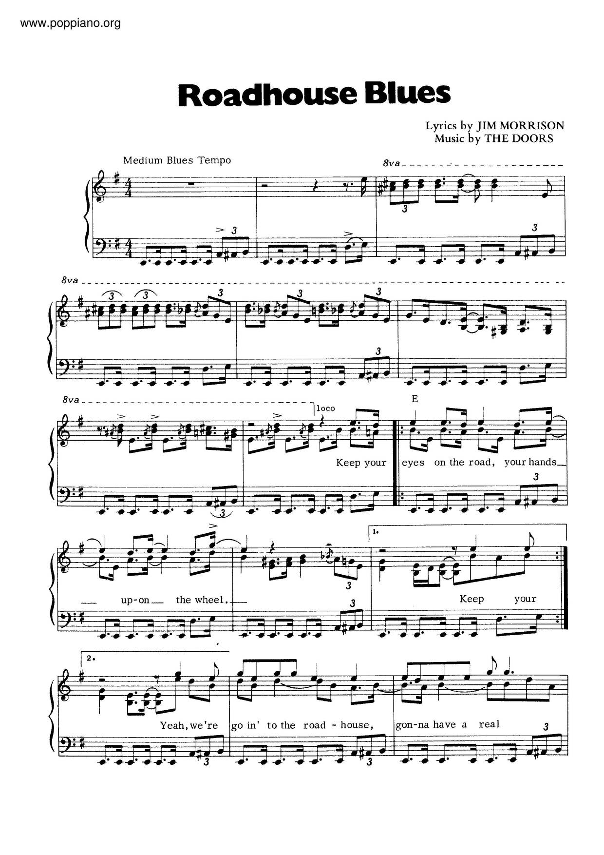 Roadhouse Blues Score