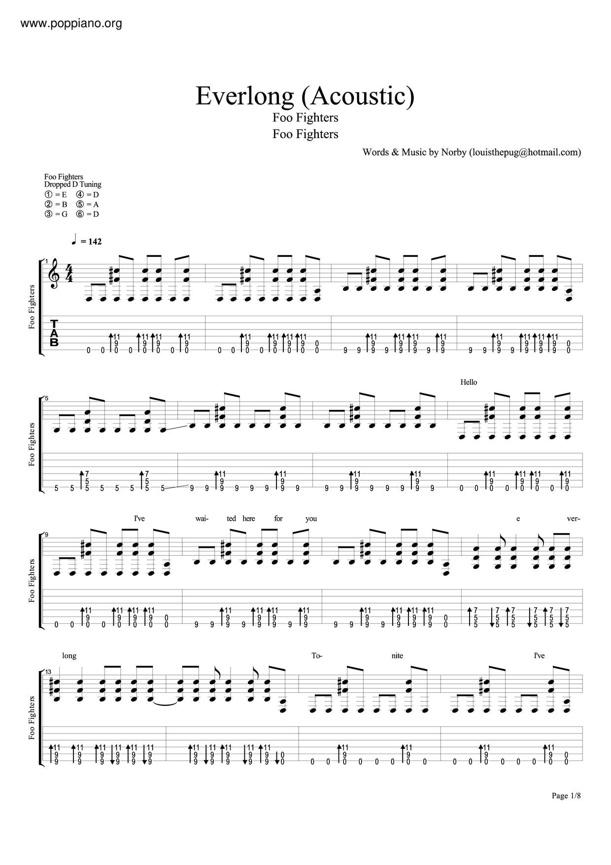 Everlong Score