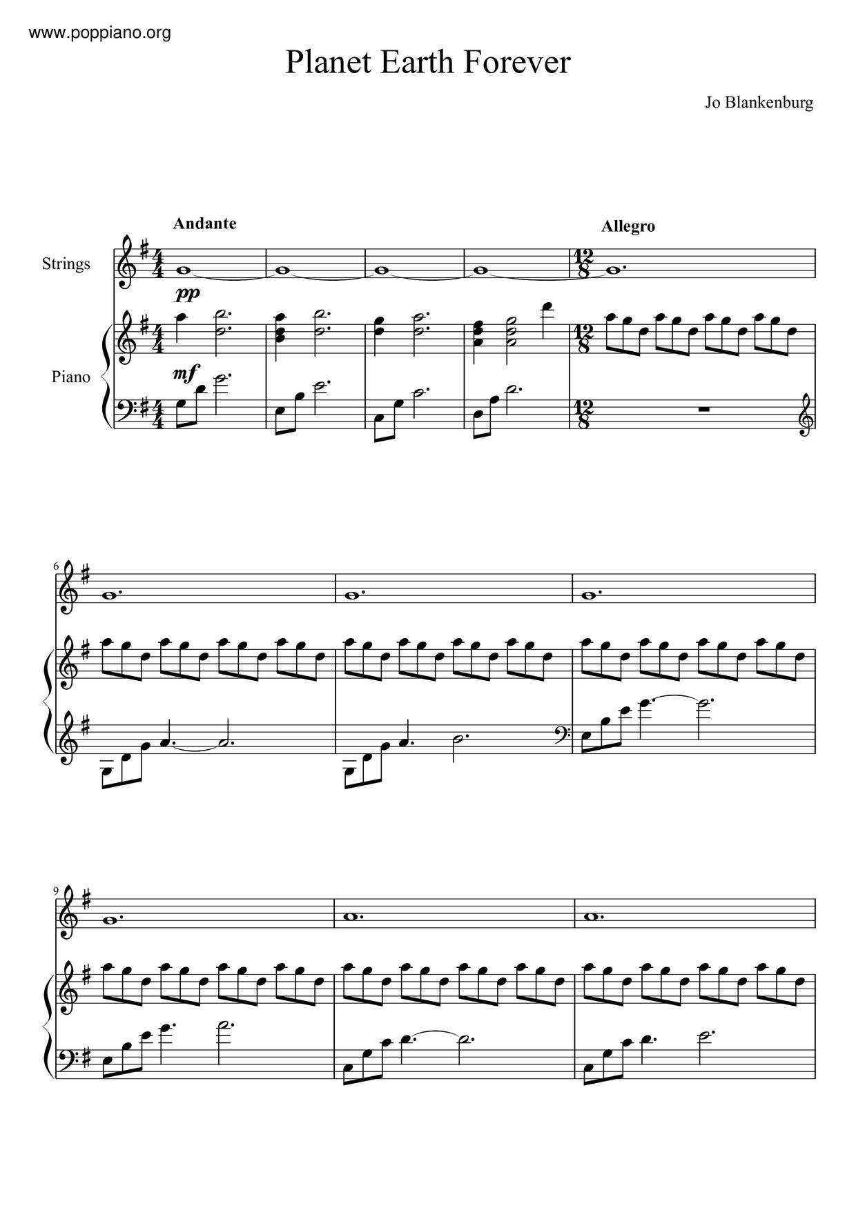 Planet Earth Forever Score