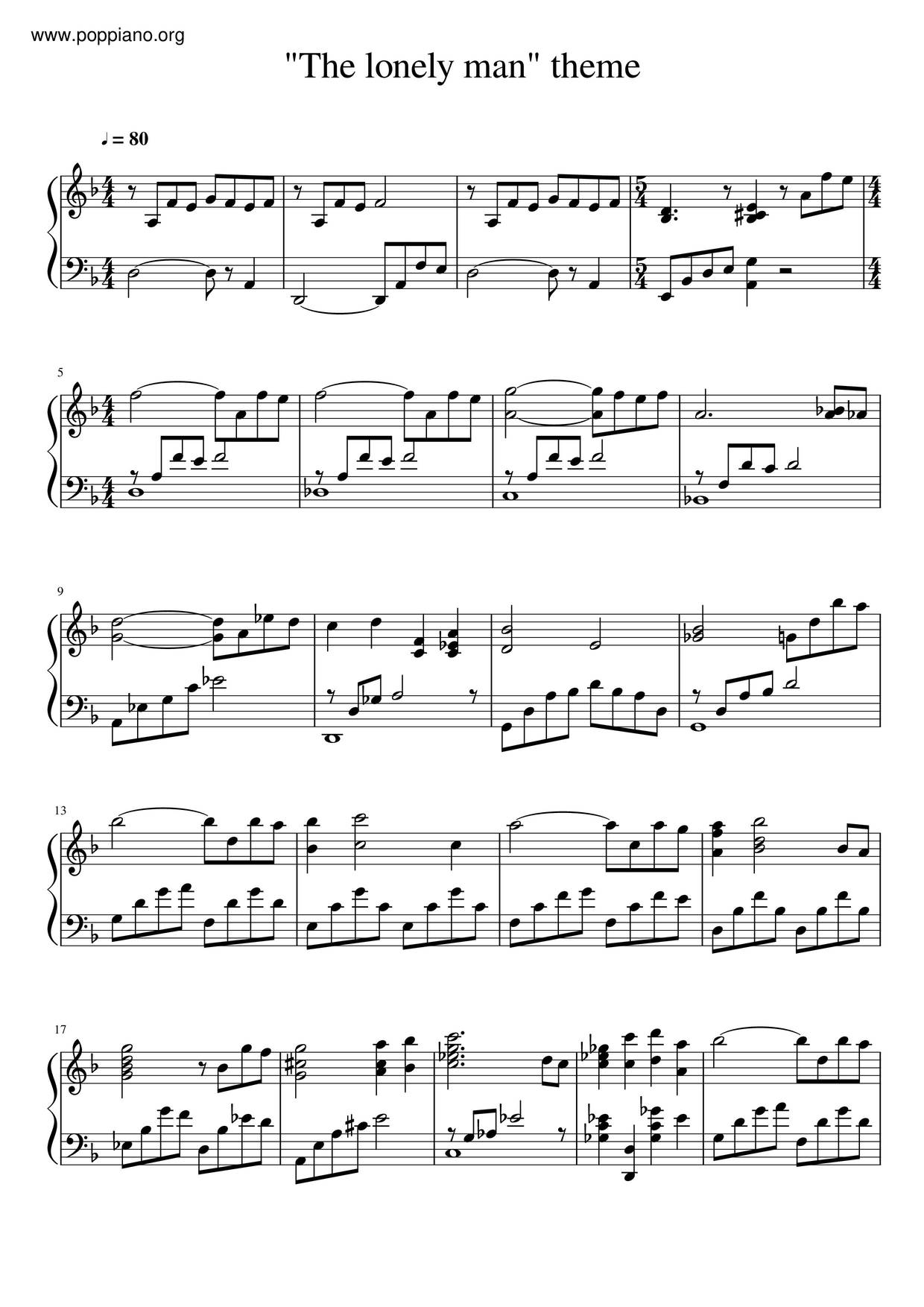 The Lonely Man Theme Score