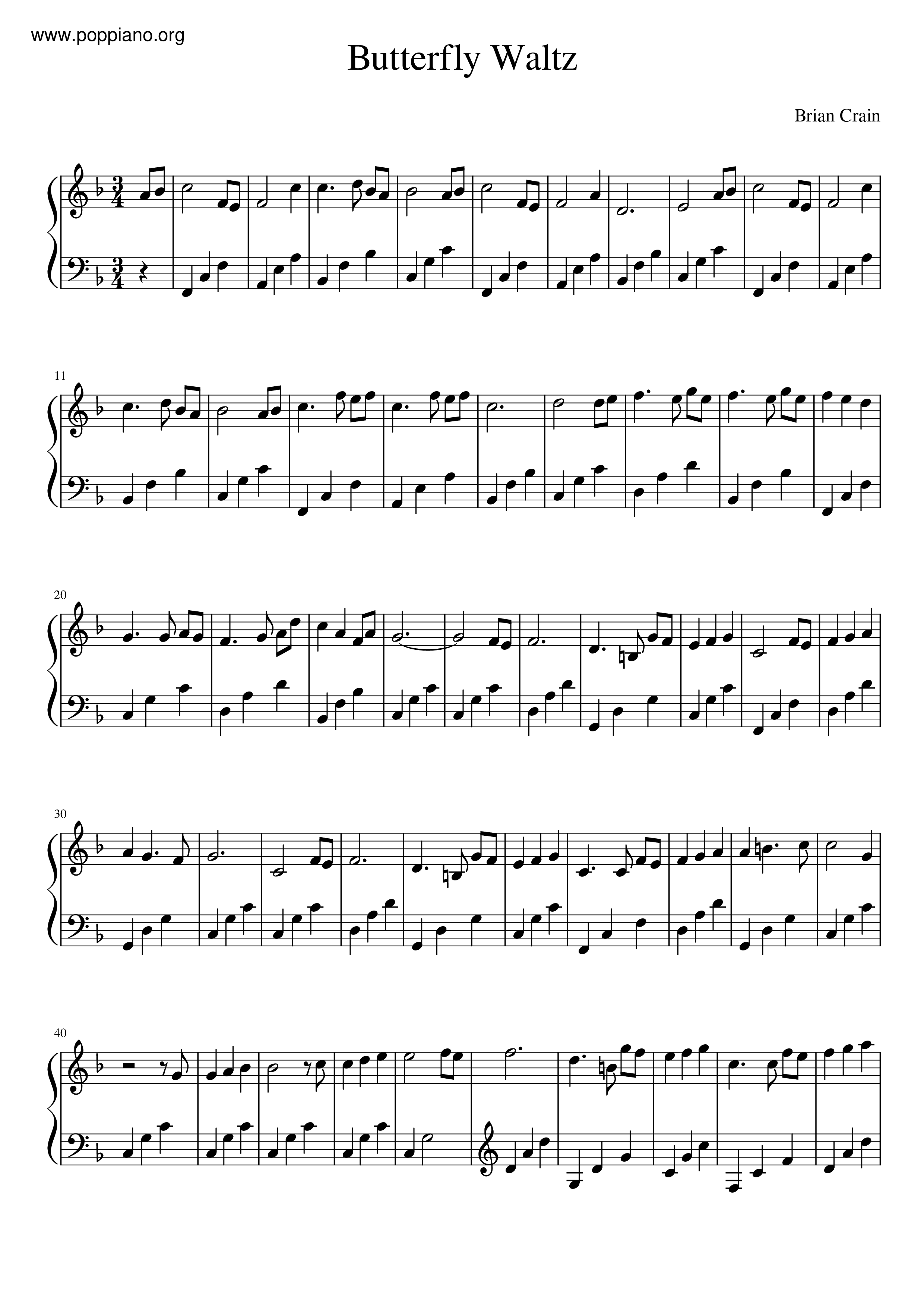 Butterfly Waltz Score