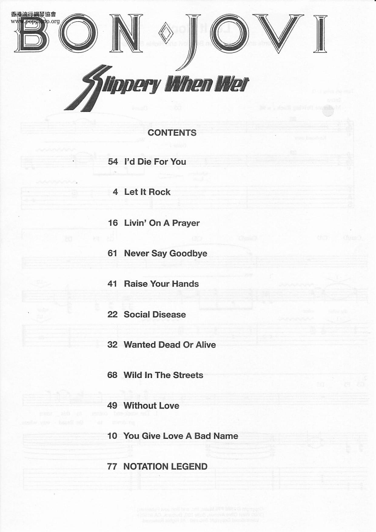 Bon JoviSlippery When Wet Book 75 Pages Sheet Music pdf, Free Score