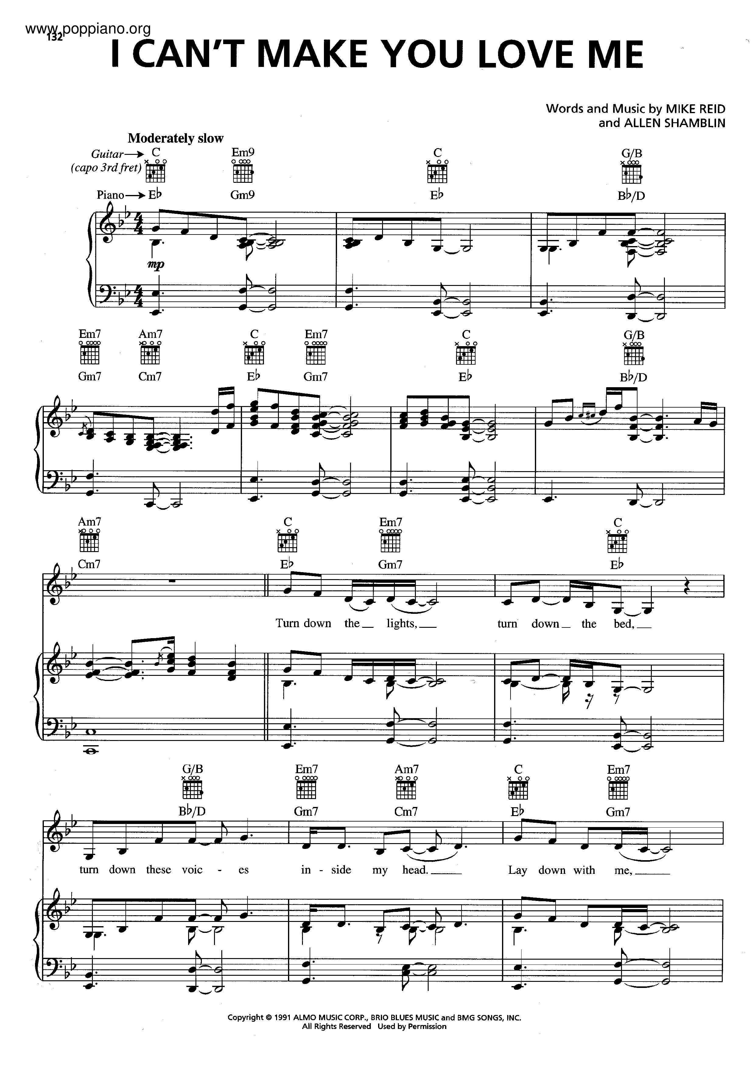 I Can't Make You Love Me Score