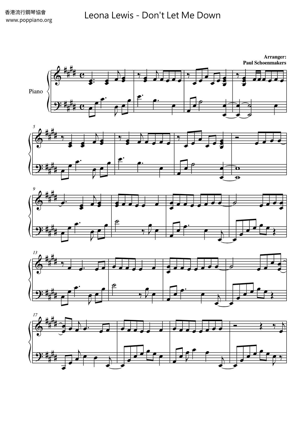 Don't Let Me Down Score