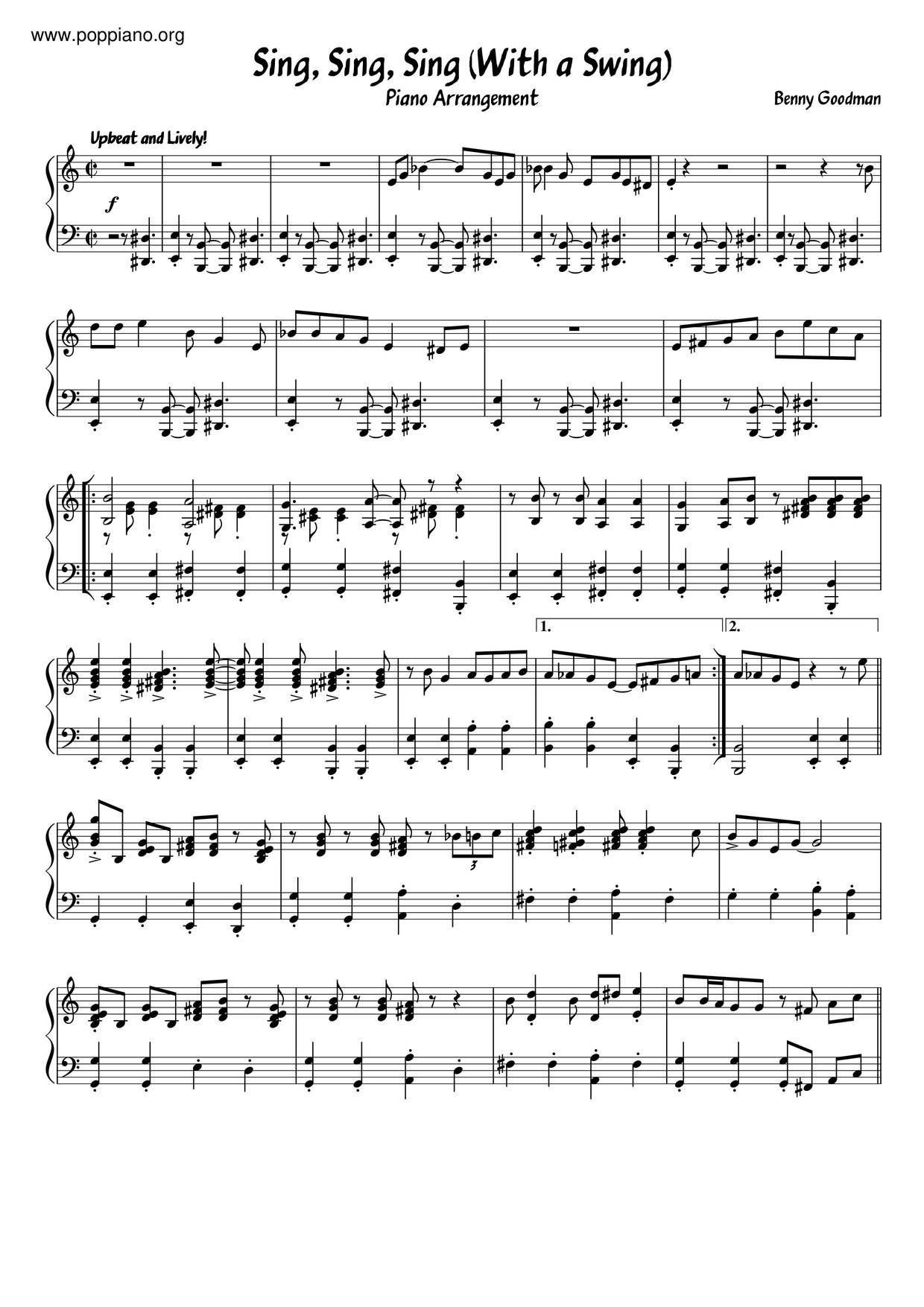 Sing, Sing, Sing Score