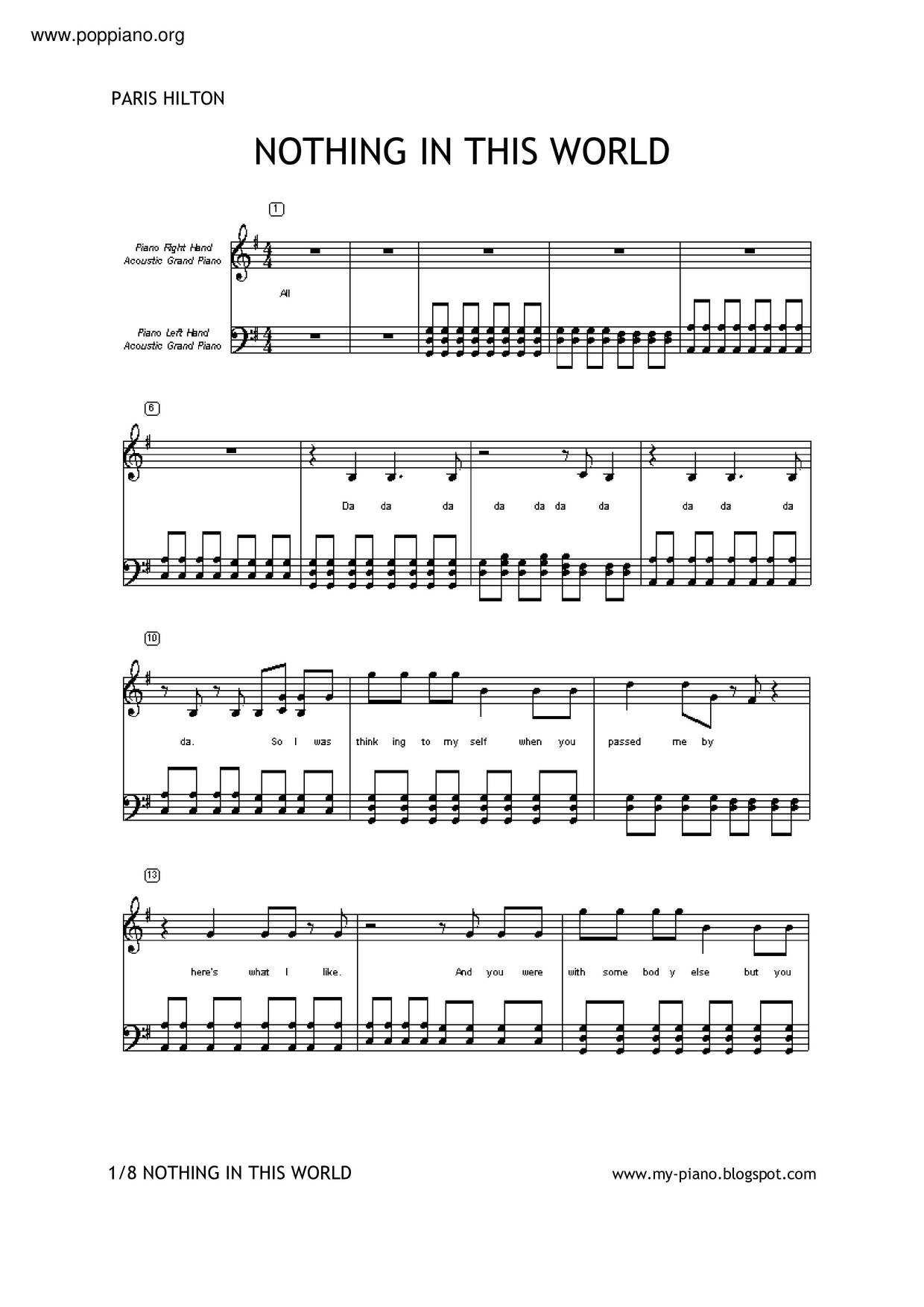 Nothing In This World Score