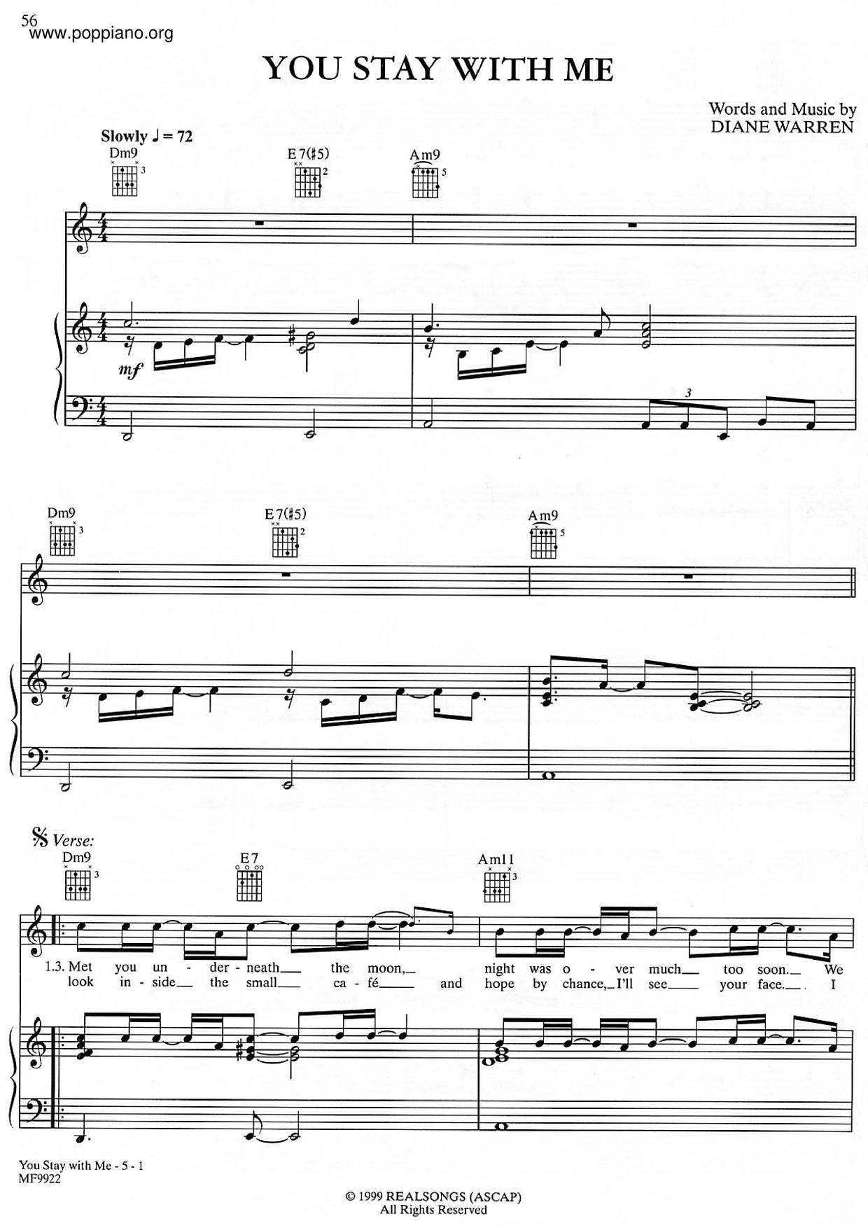 You Stay With Me Score
