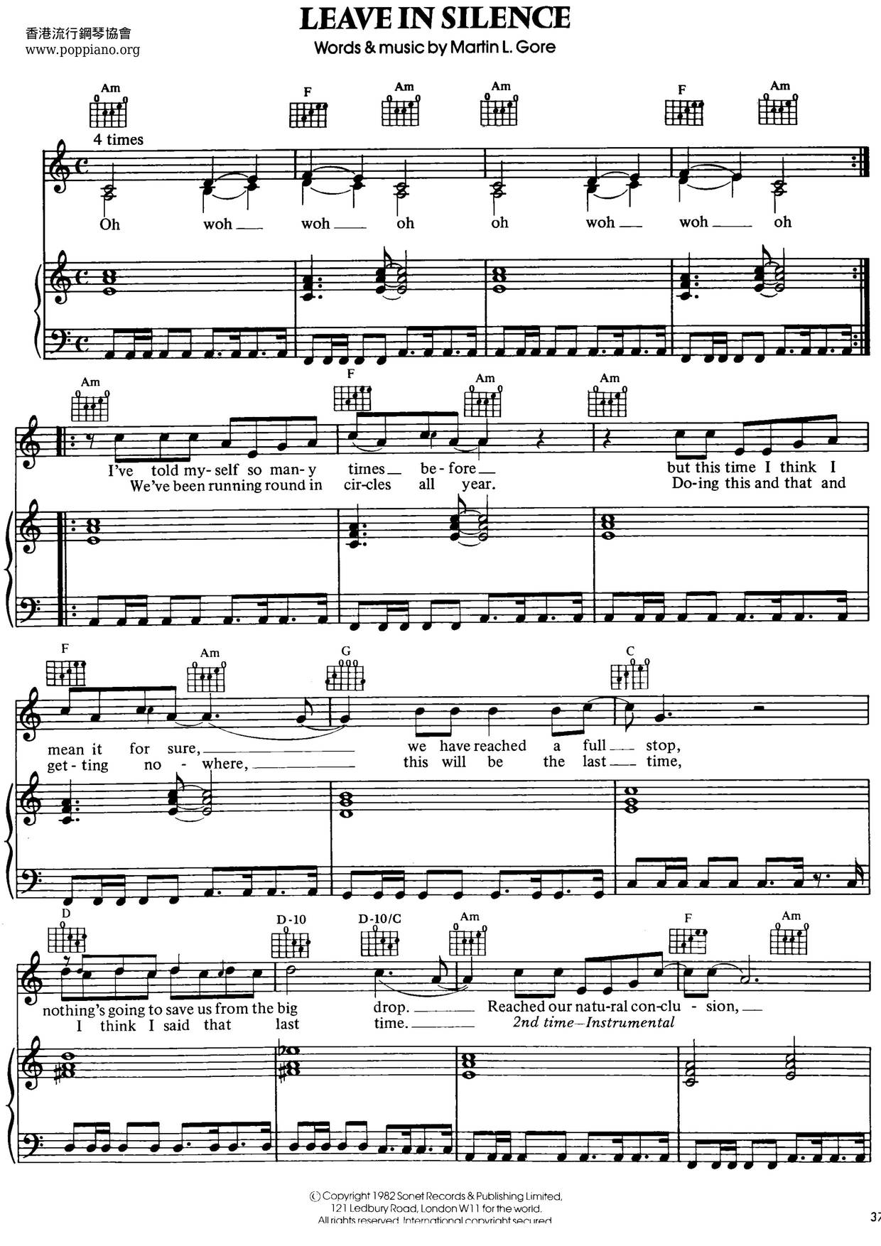 Leave In Silence Score