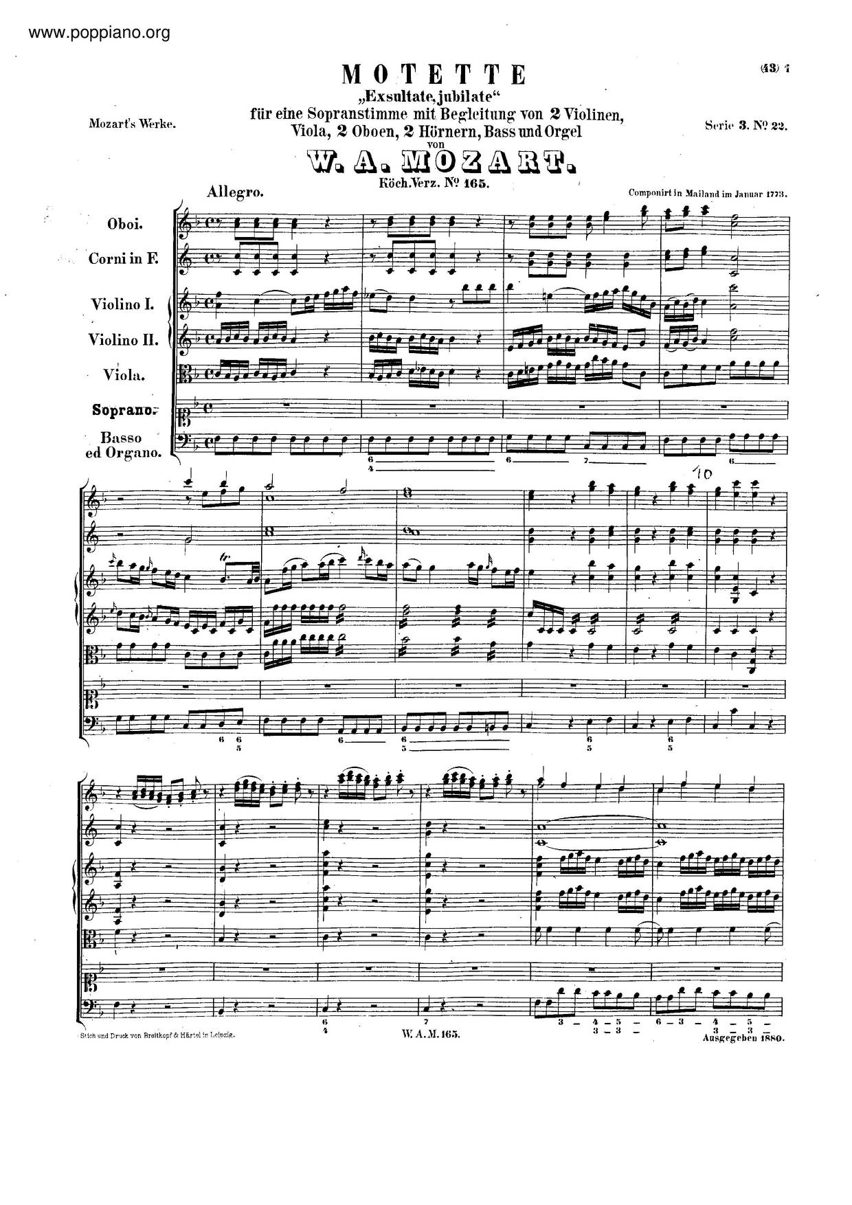Exsultate, Jubilate, K. 165/158A Score