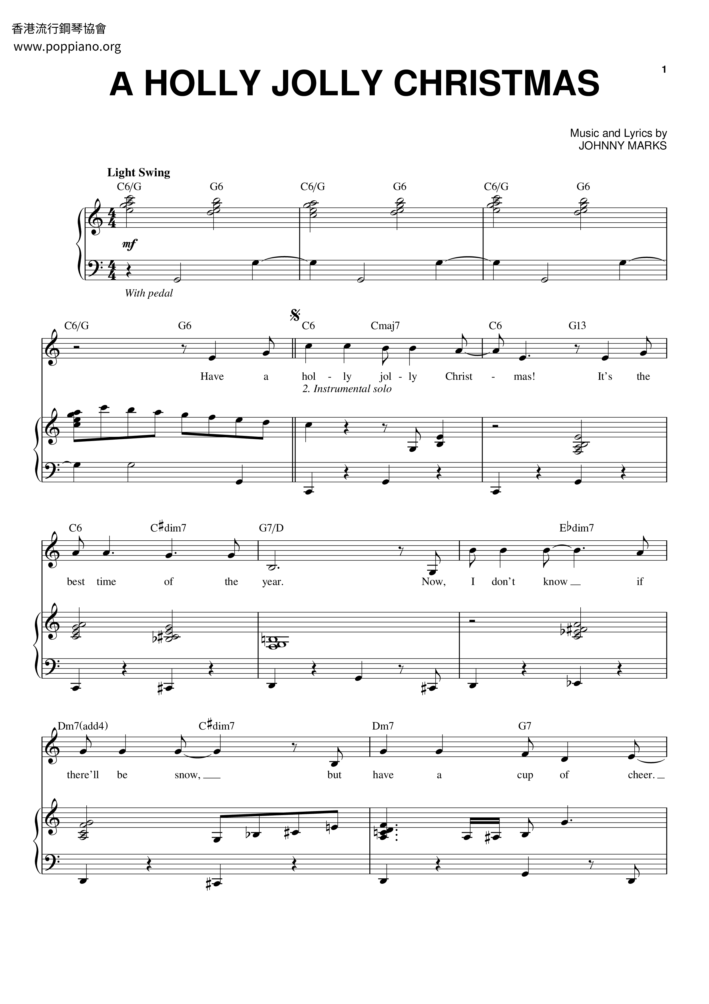 A Holly Jolly Christmas Score
