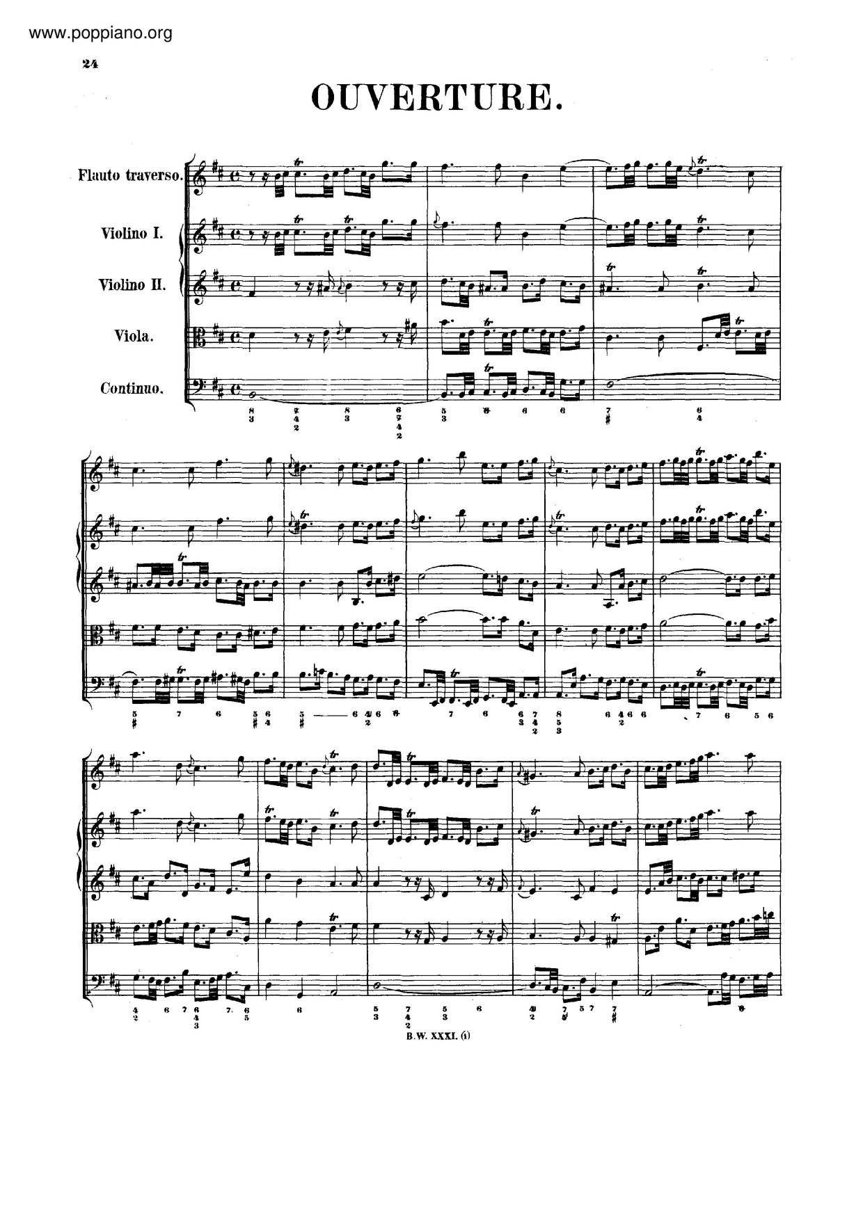 Orchestral Suite No. 2 In B Minor, BWV 1067 Score