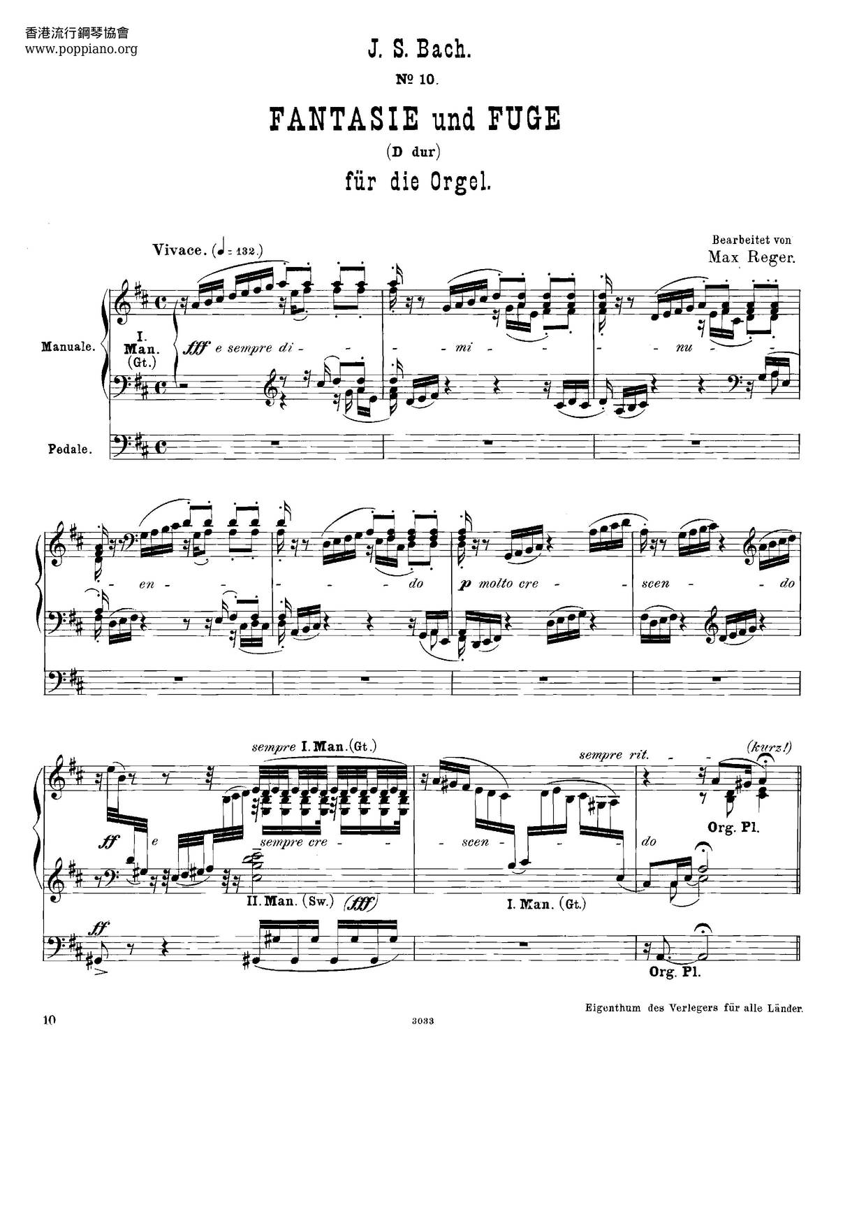 Toccata In D Major, BWV 912 Score