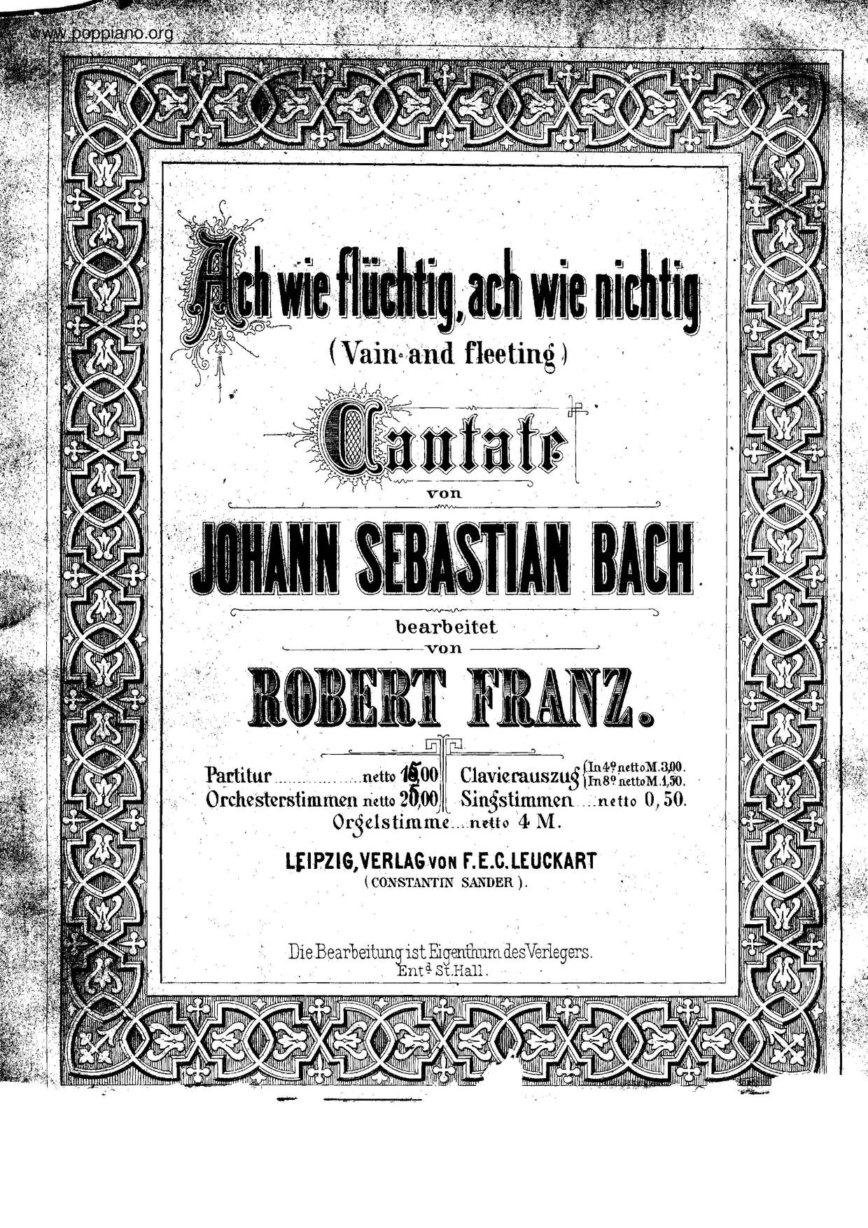 Ach Wie Flüchtig, Ach Wie Nichtig, BWV 26 Score