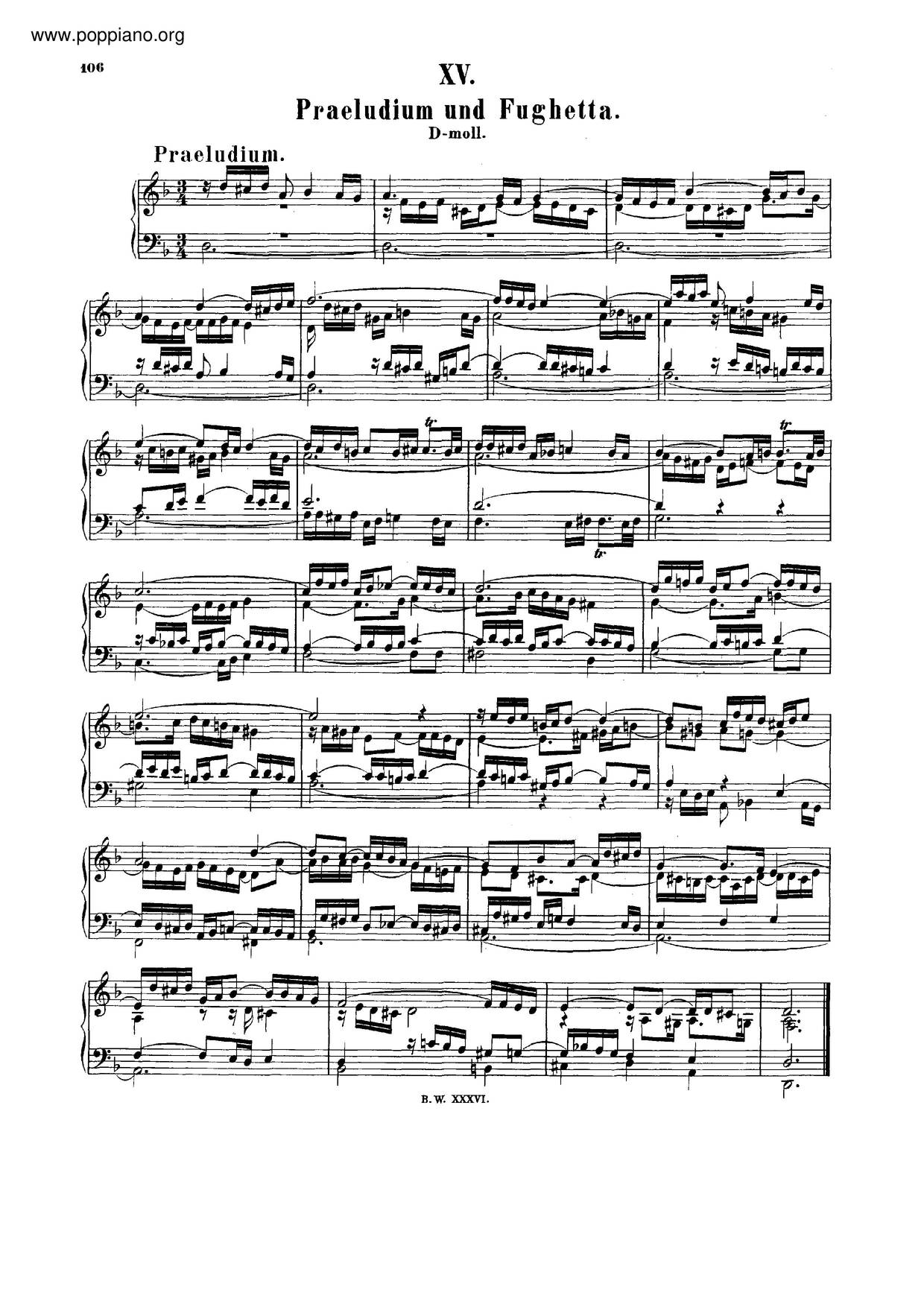 Prelude And Fughetta In D Minor, BWV 899 Score