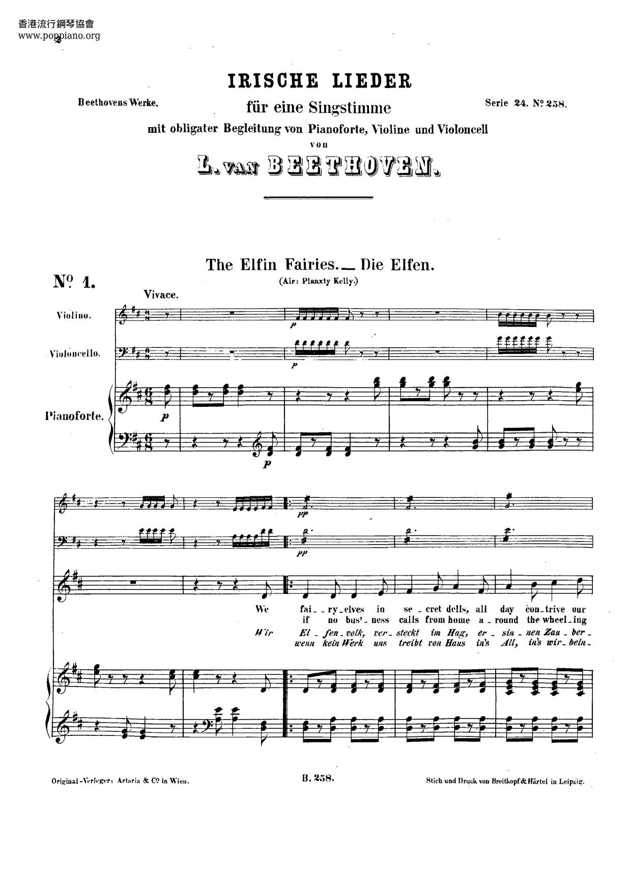 12 Irish Songs, WoO 154 Score