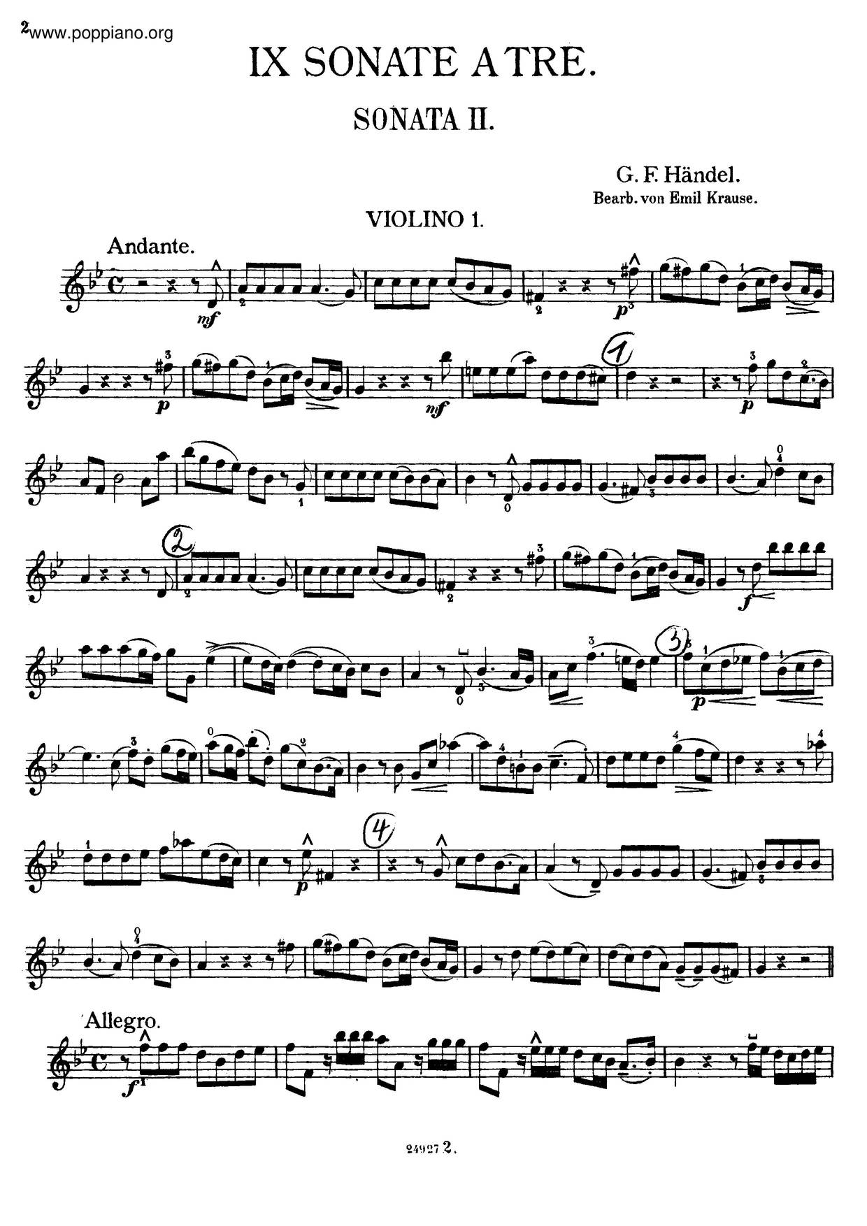 Friedrich HandelTrio Sonata In G Minor, HWV 387 Sheet Music pdf