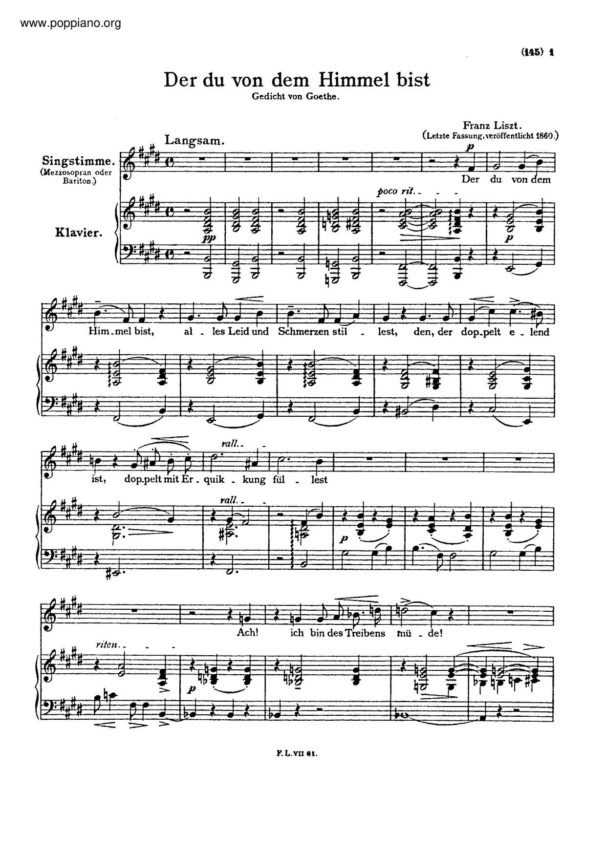 Der Du Von Dem Himmel Bist, S. 279 Score