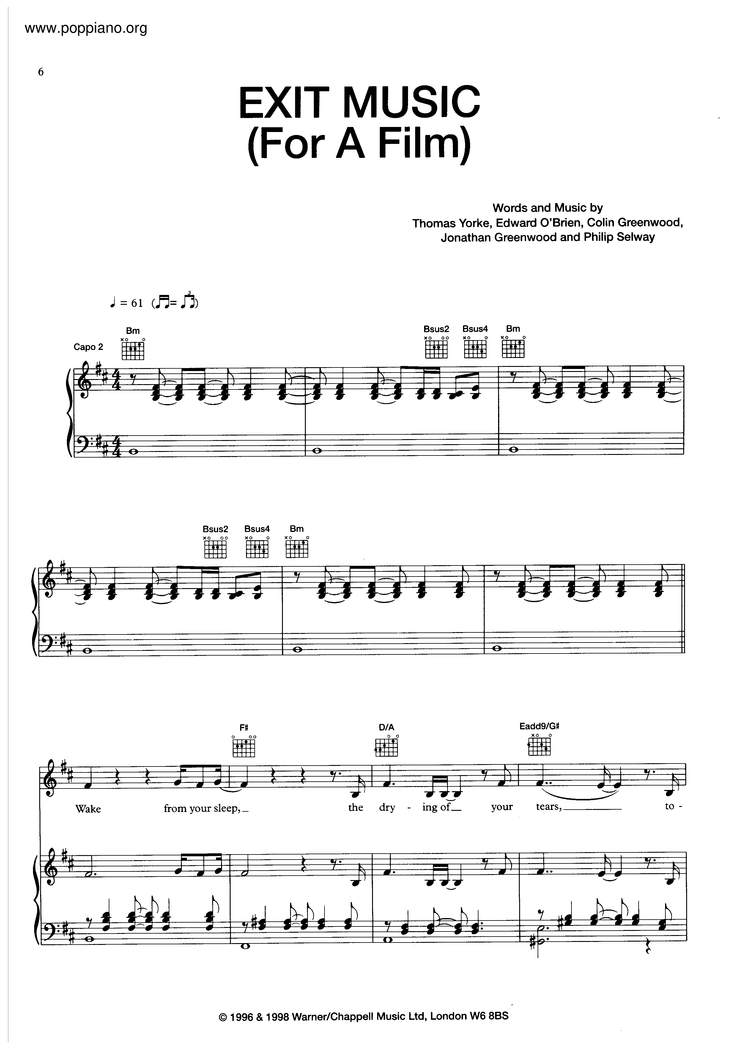 Exit Music Score