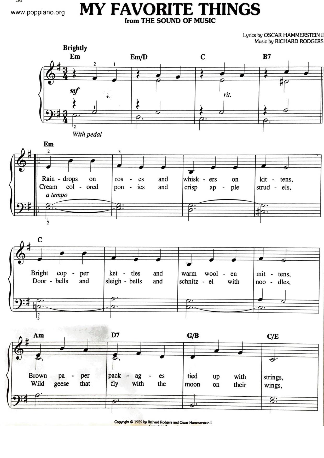 The Sound Of Music - My Favorite Things Score