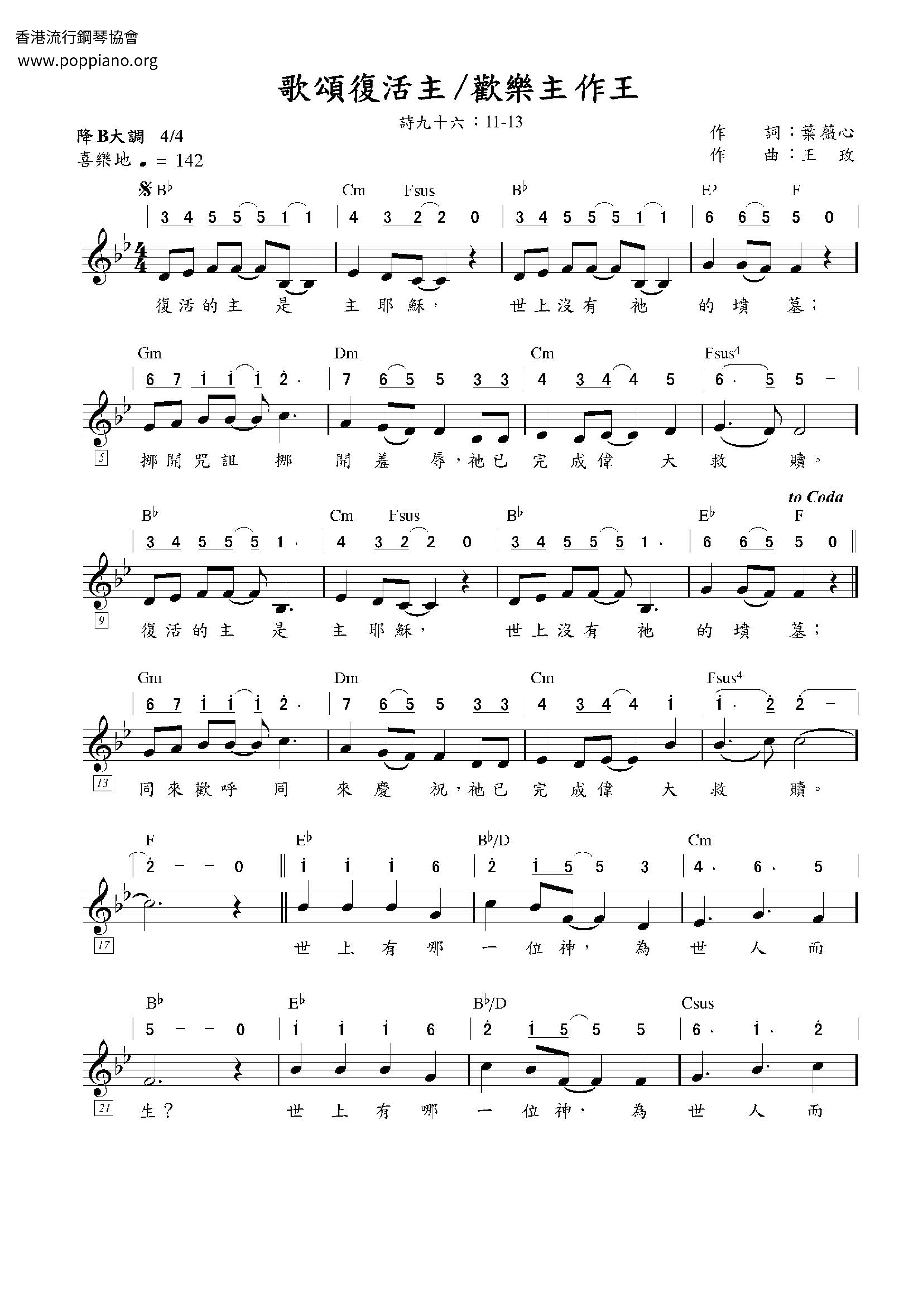 Praise The Risen Lord Score