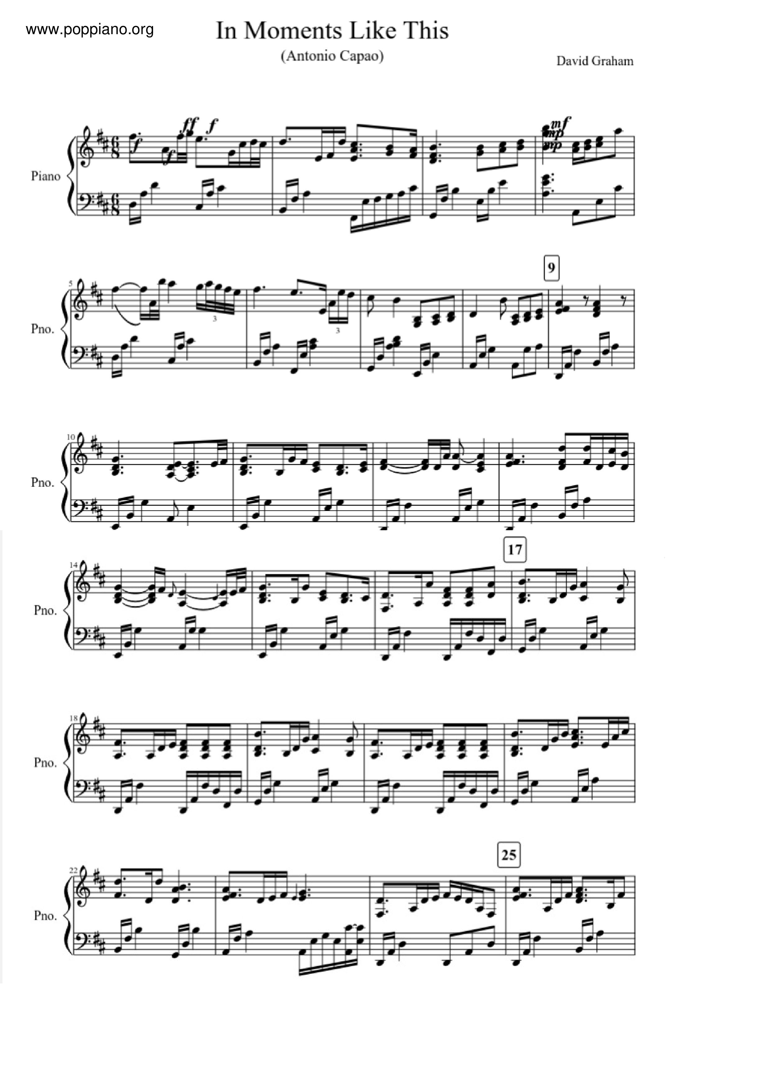In Moments Like This Score