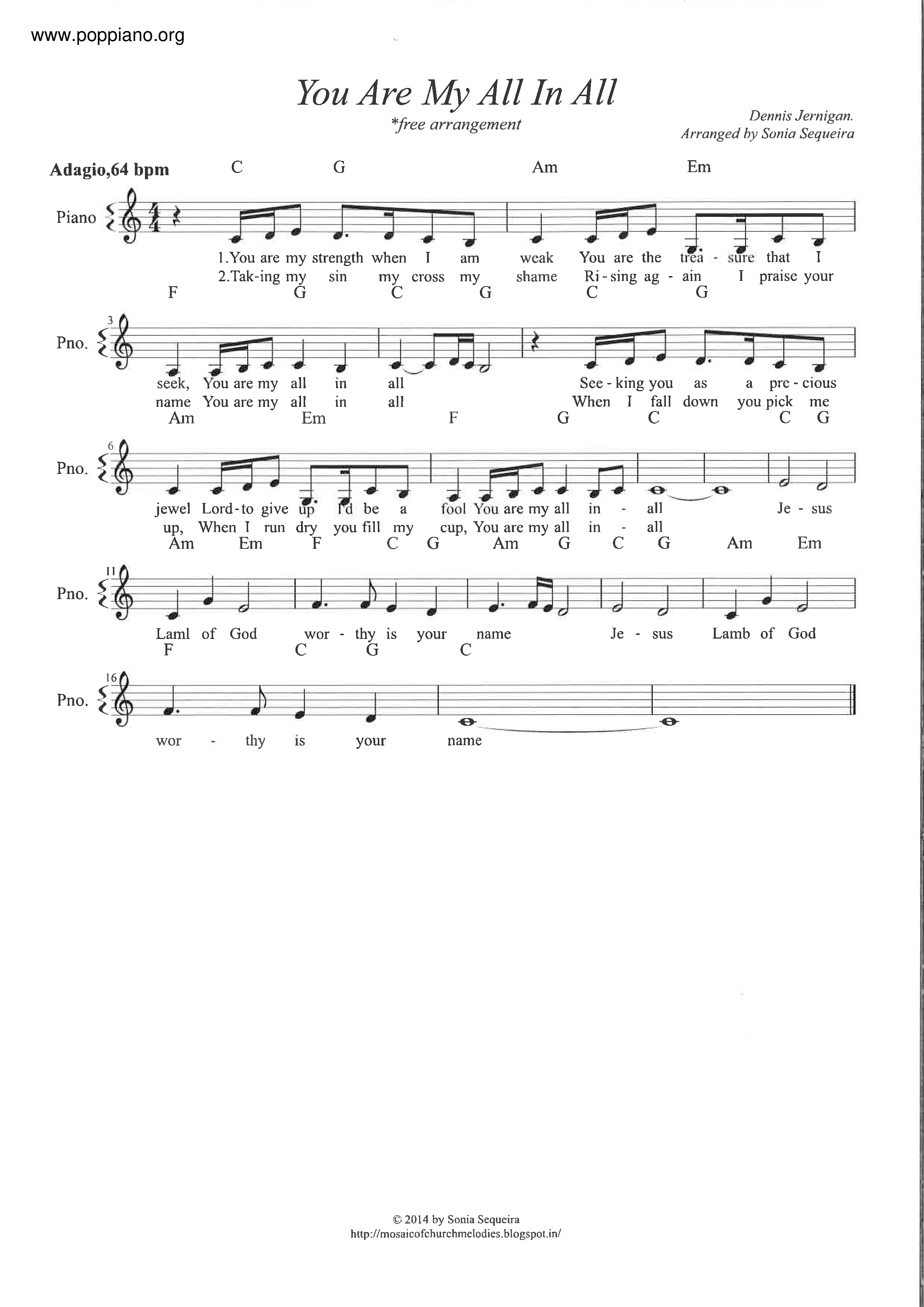You Are My All In All Score
