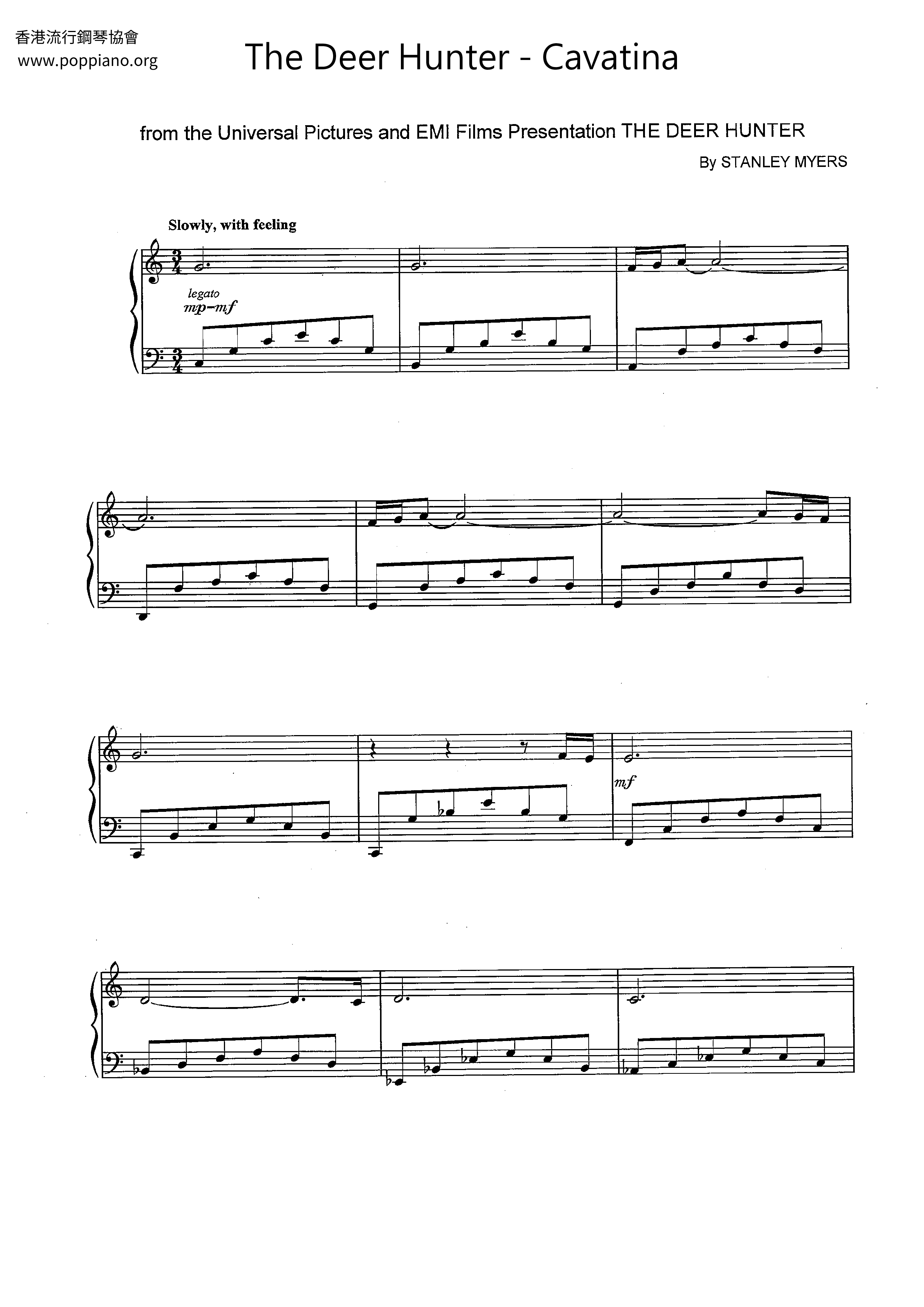 Pez anémona promesa dañar ☆ The Deer Hunter-Cavatina Sheet Music pdf, - Free Score Download ☆