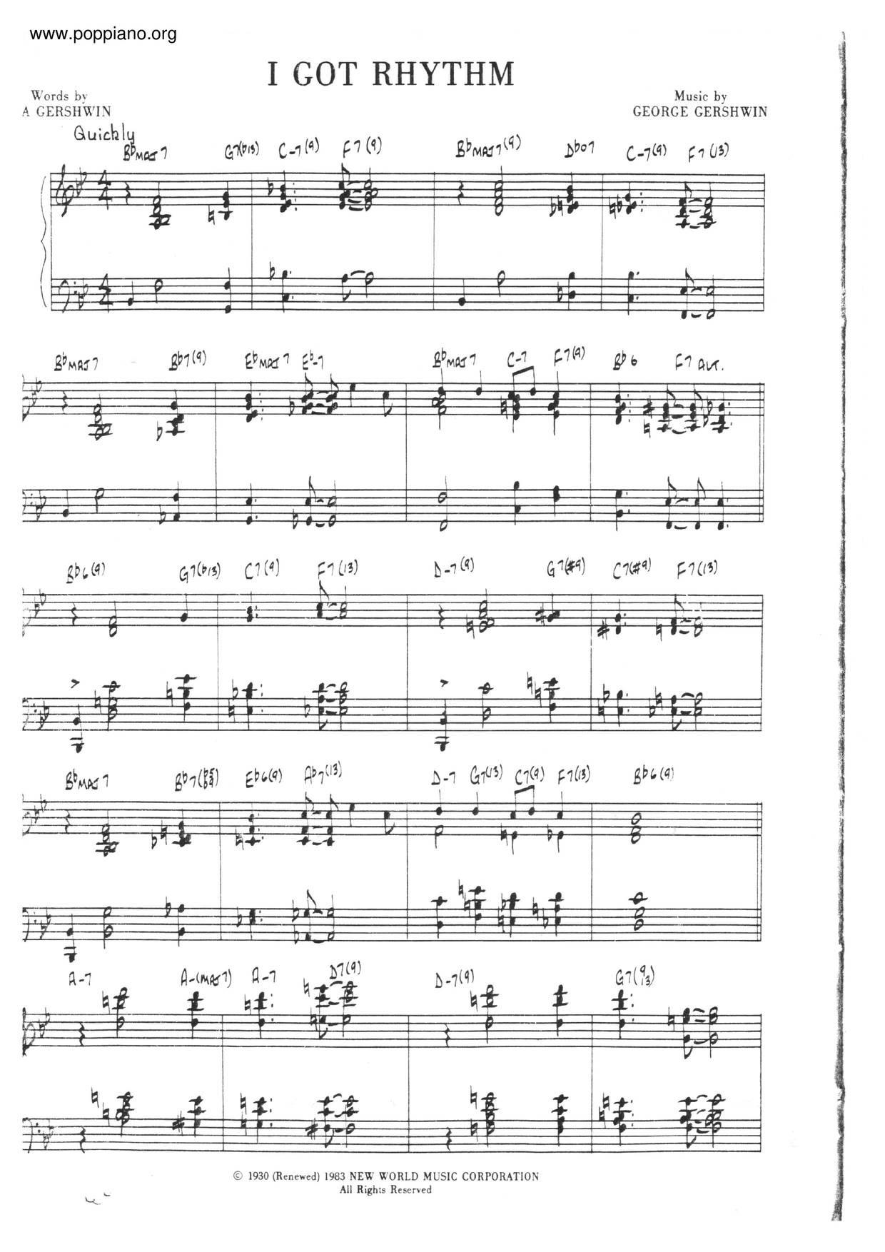 I Got Rhythm Score