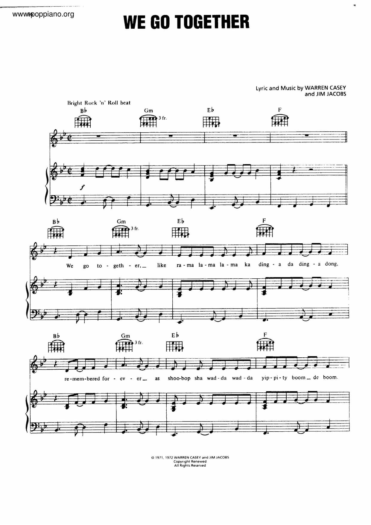 We Go Together - From Grease Score