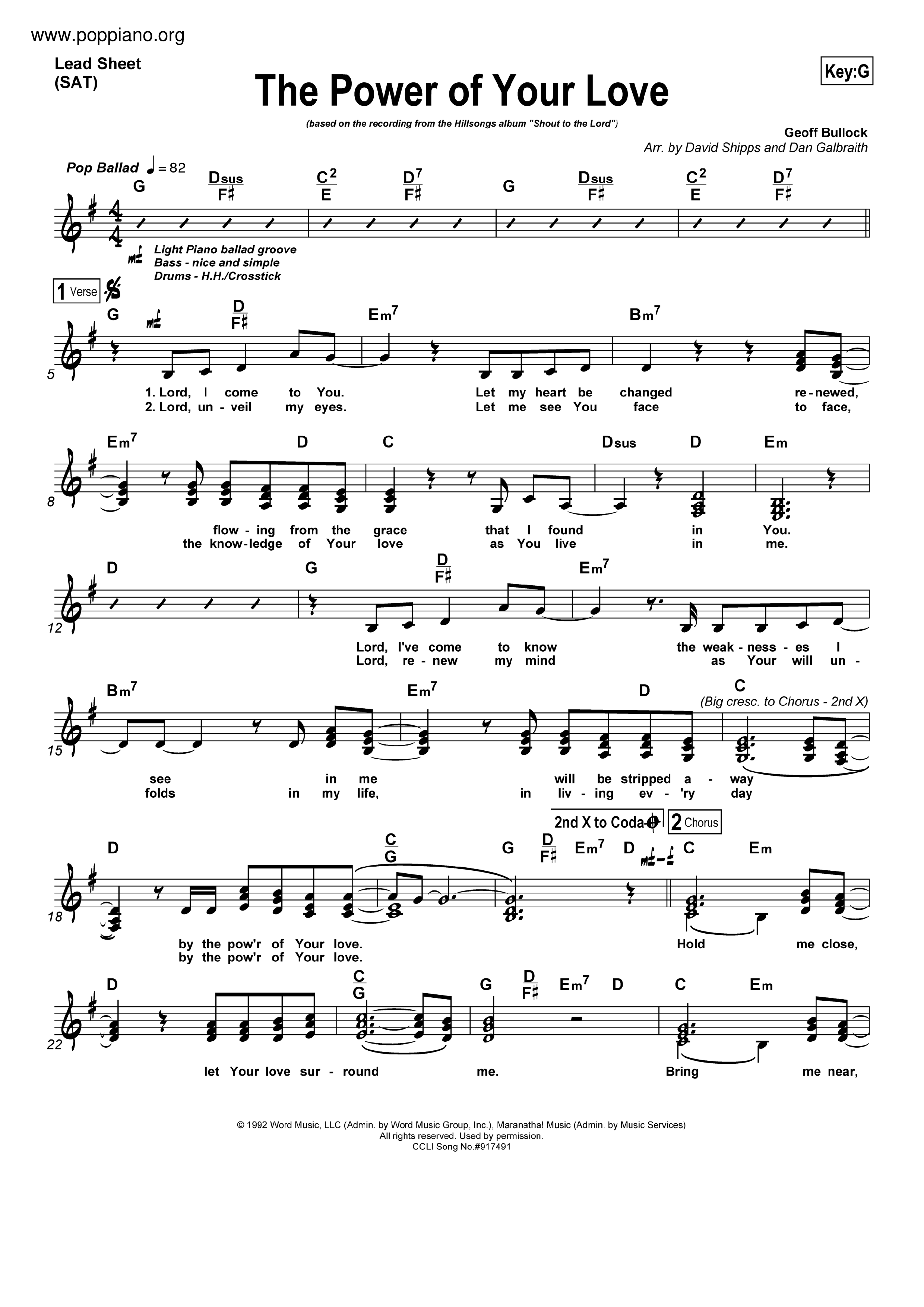 The Power Of Your Love Score