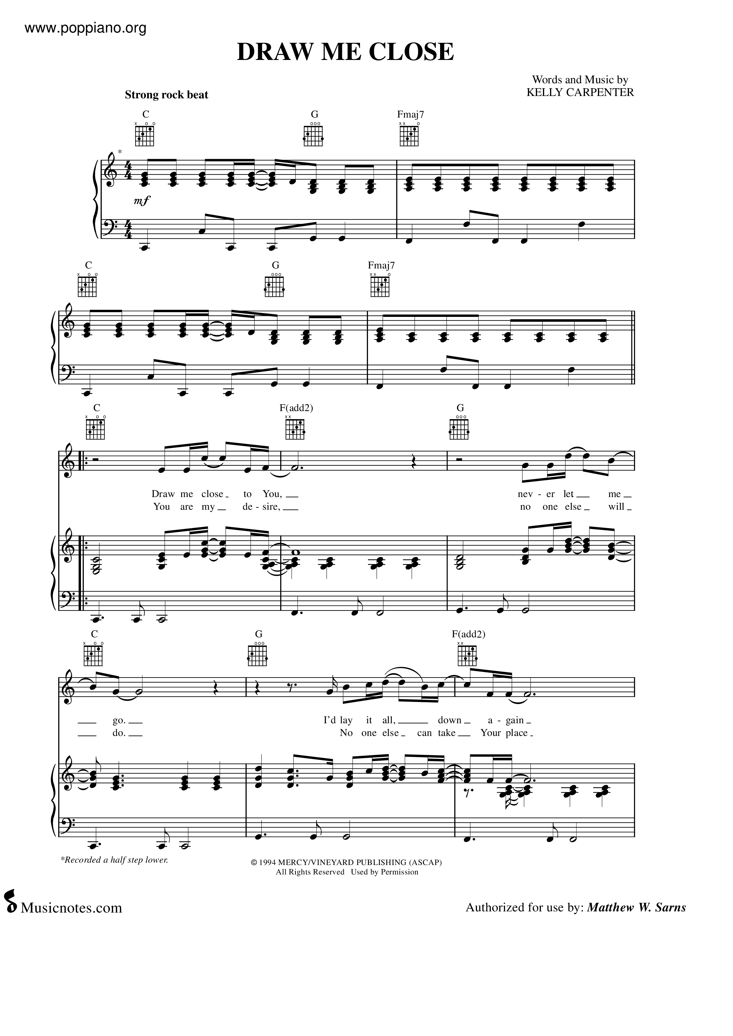Draw Me Close Score