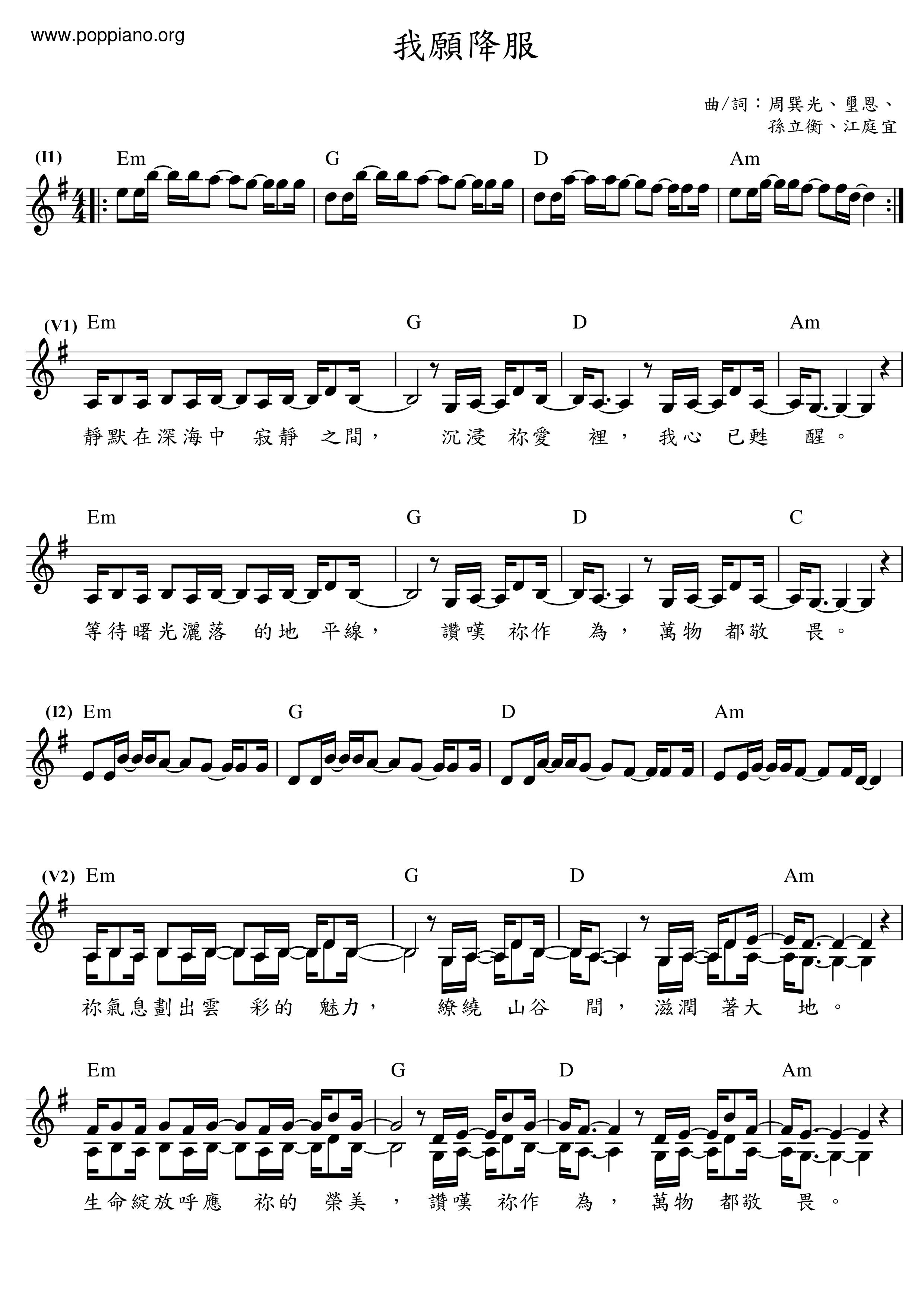 I Would Surrender Score