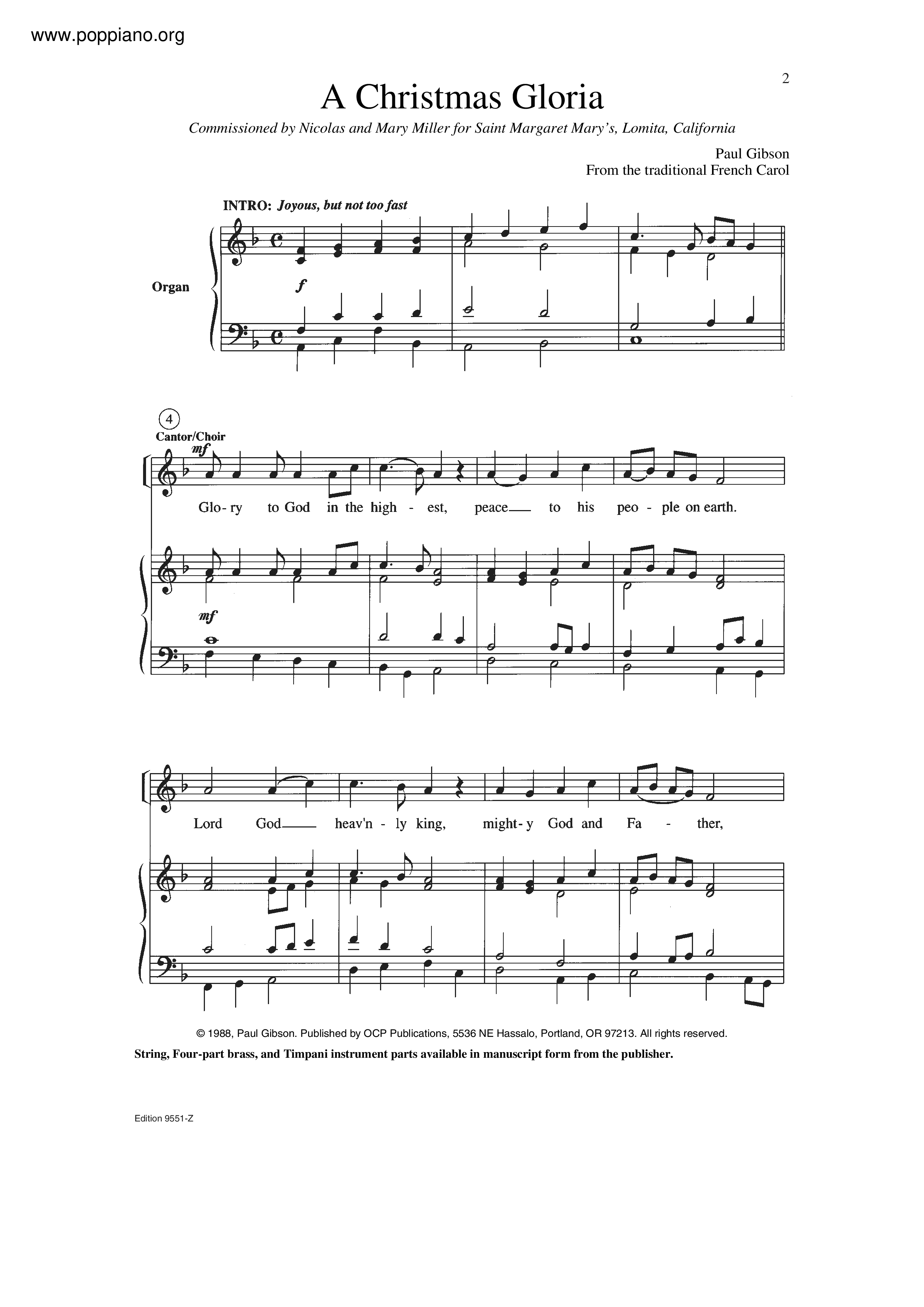 A Christmas Gloria Score