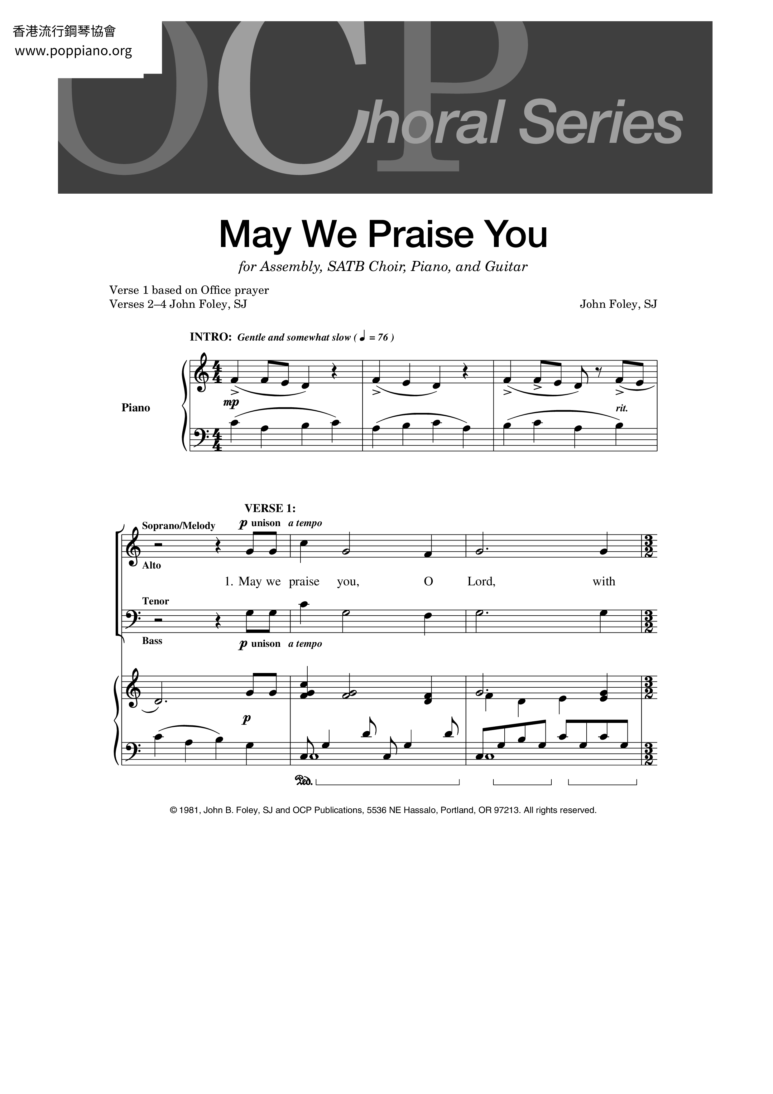 May We Praise You Score