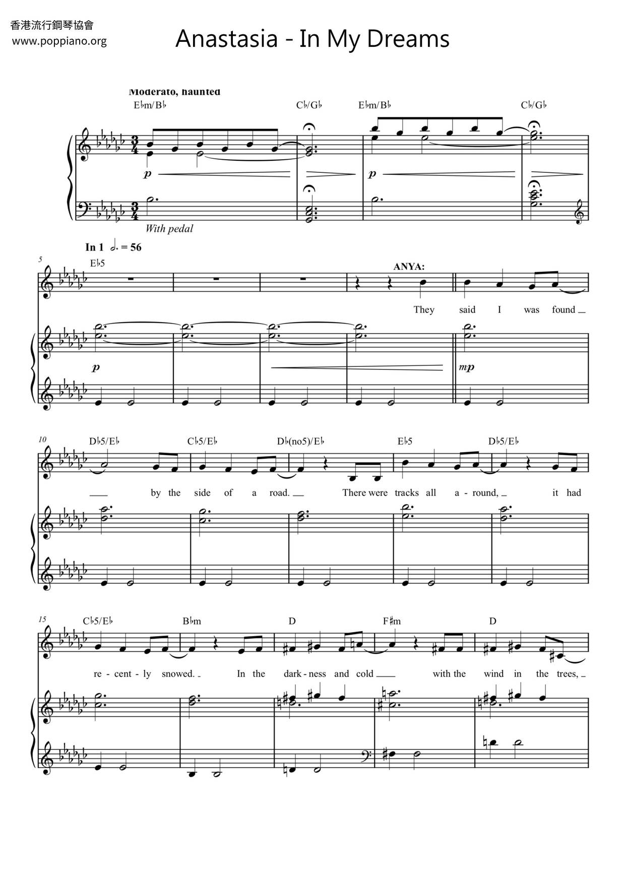 Anastasia - In My Dreams Score