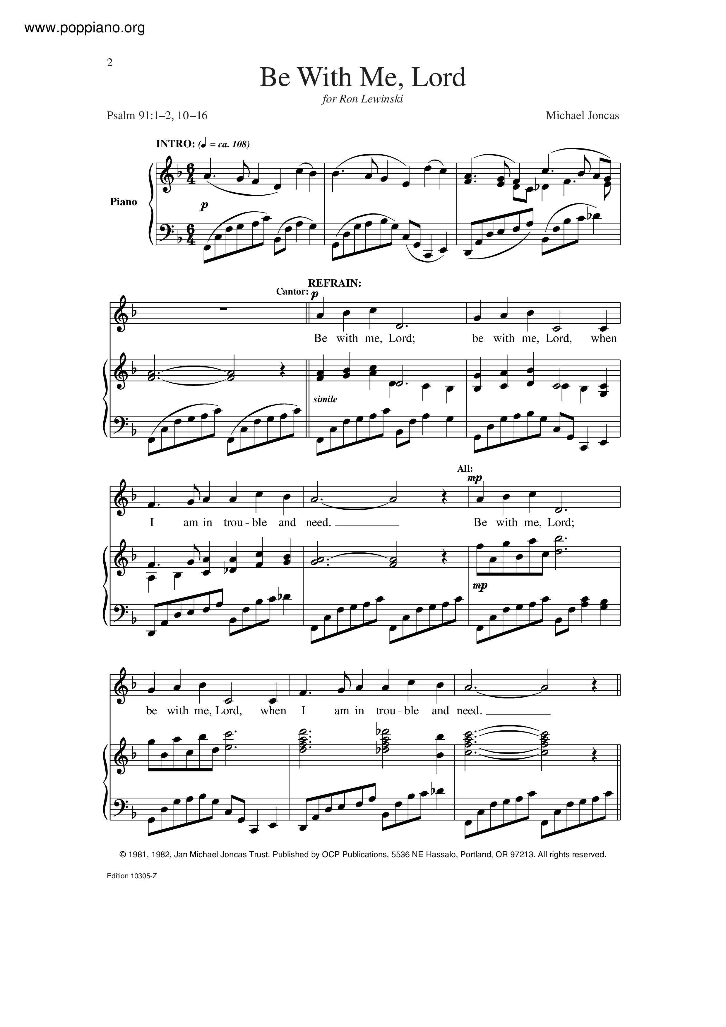 Be With Me, Lord Score
