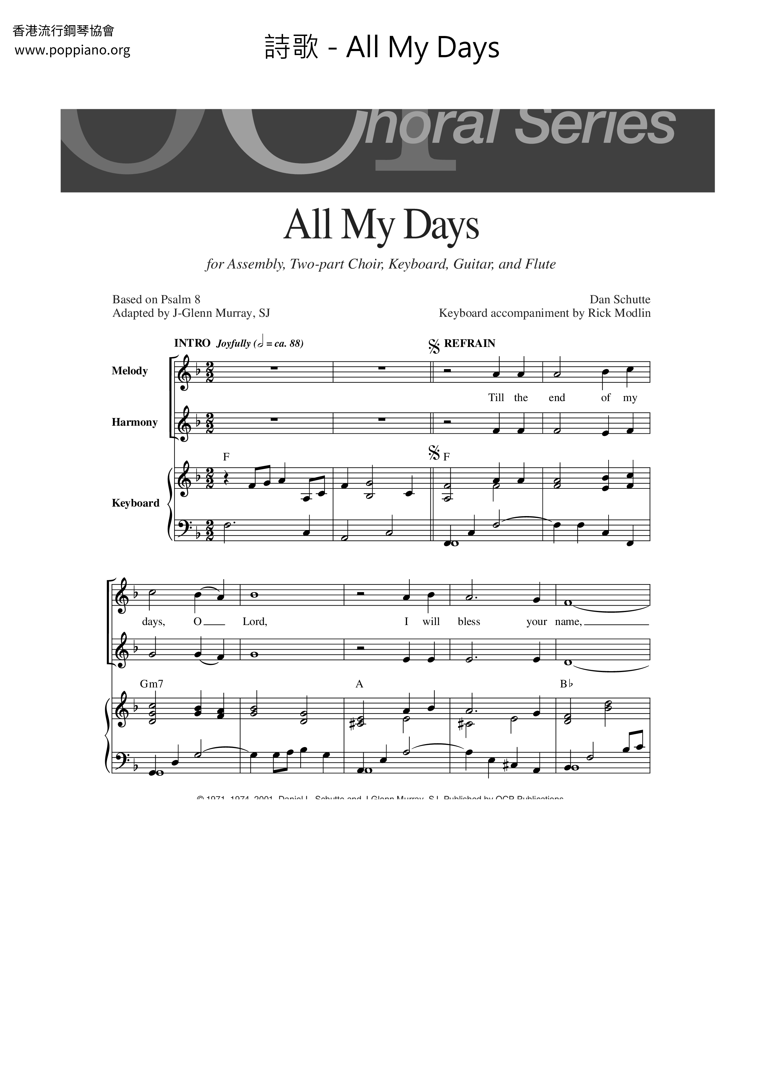 All My Days Score