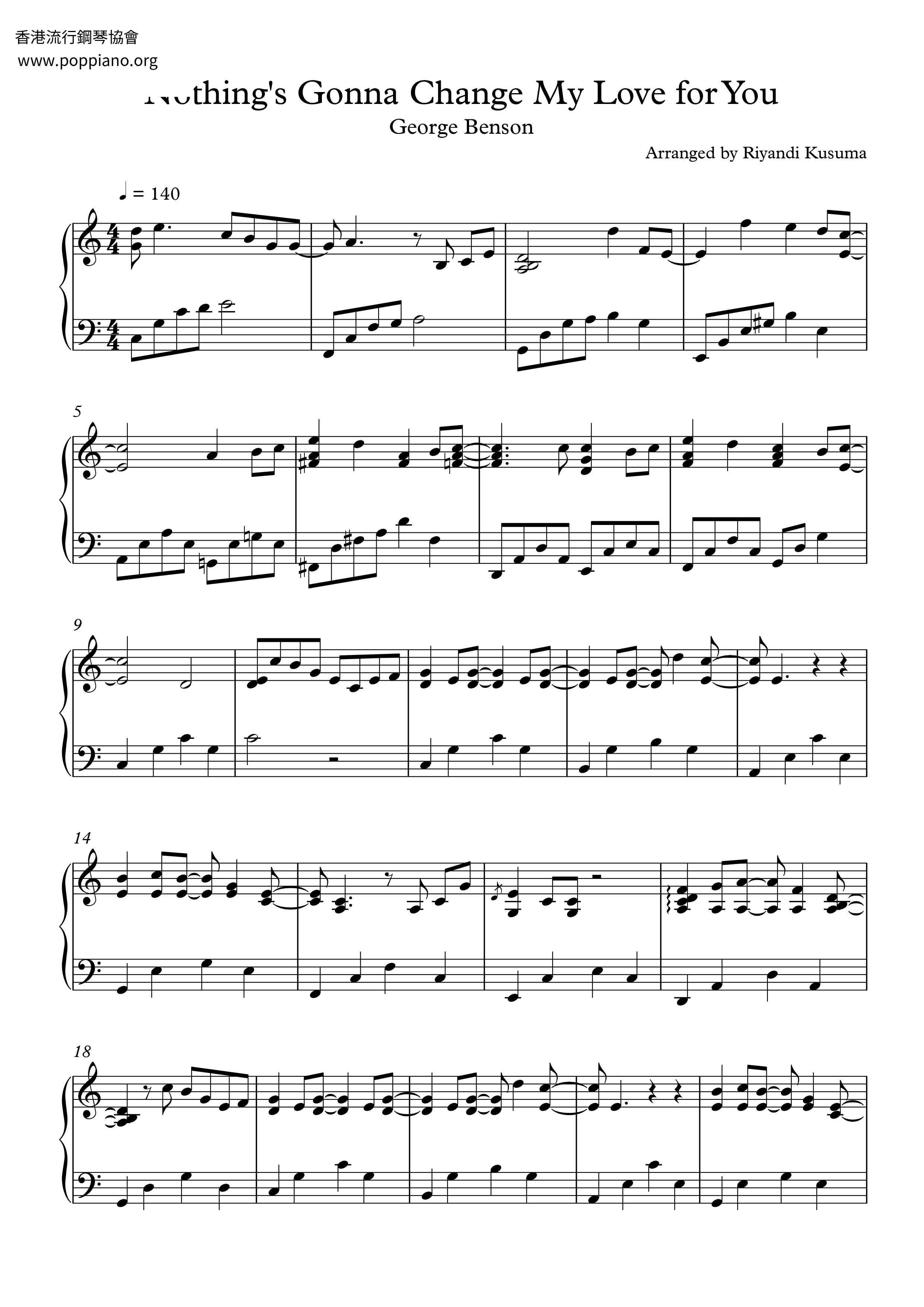 Nothing's Gonna Change My Love For You Score