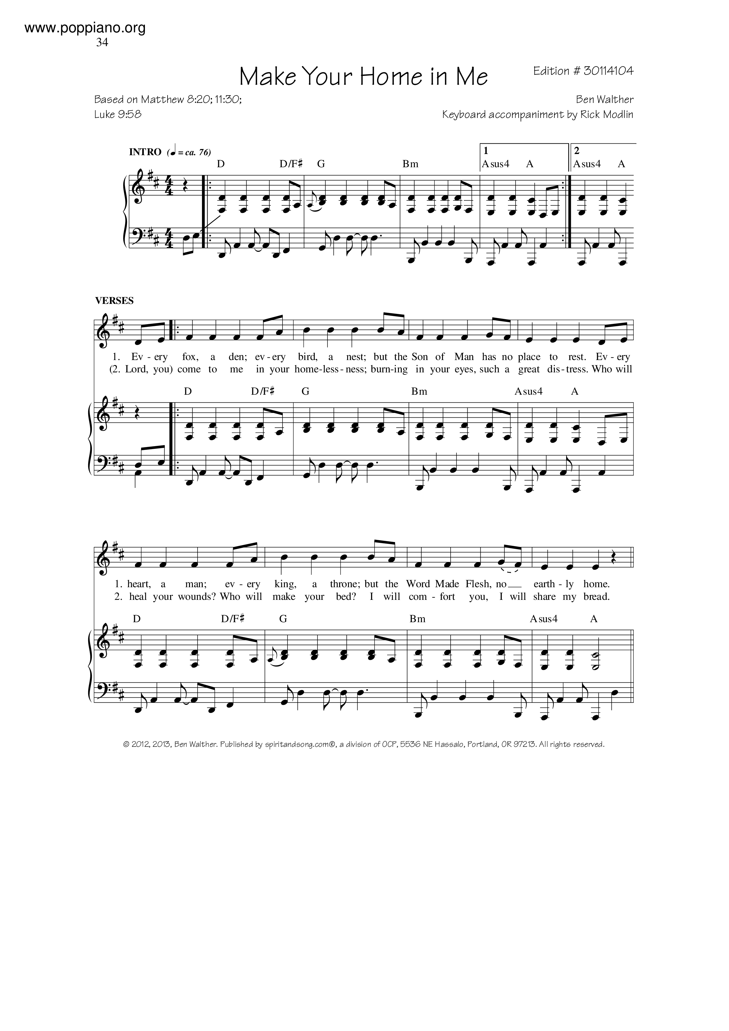 Make Your Home In Me Score