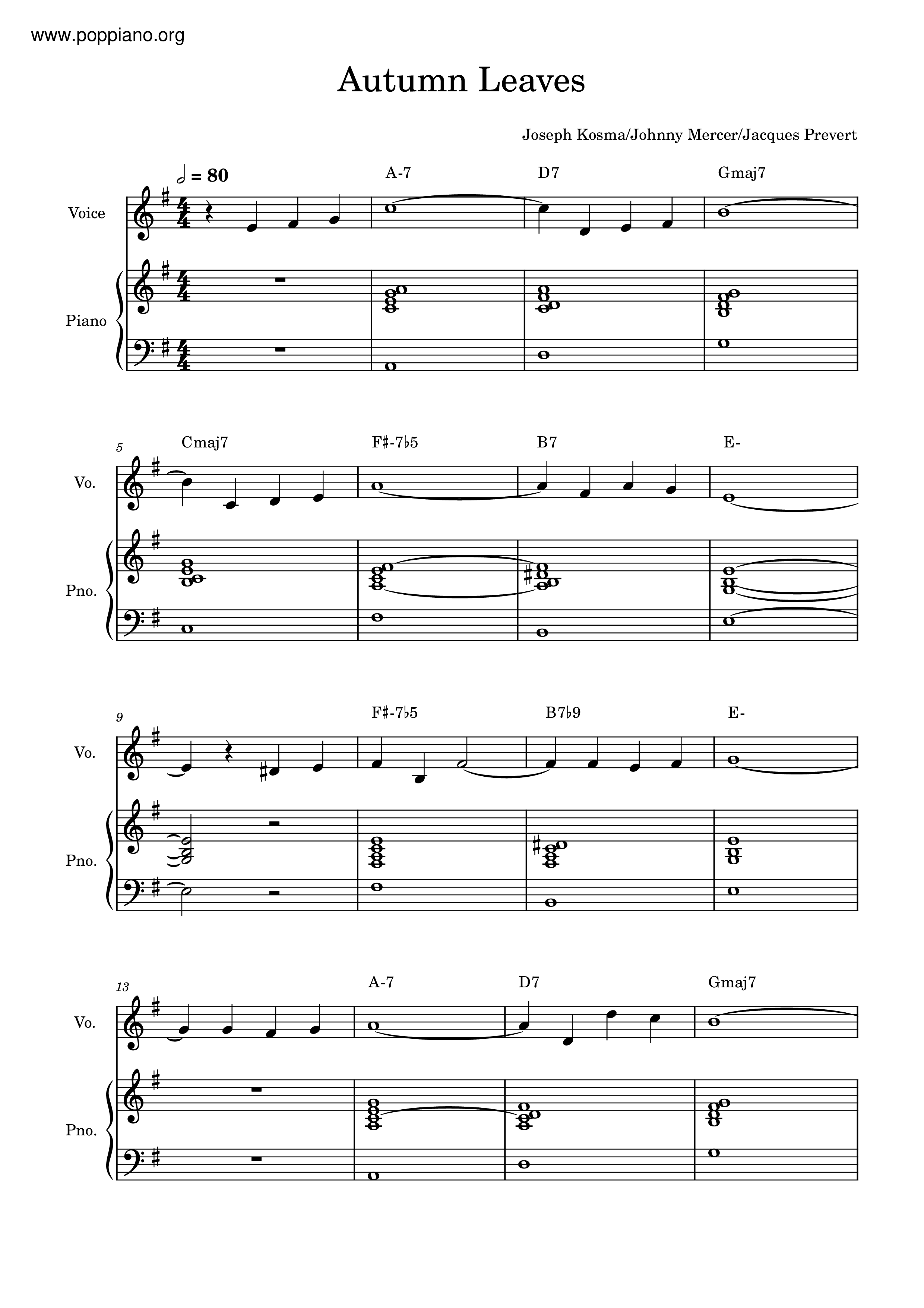 Les Feuilles Mortes Score