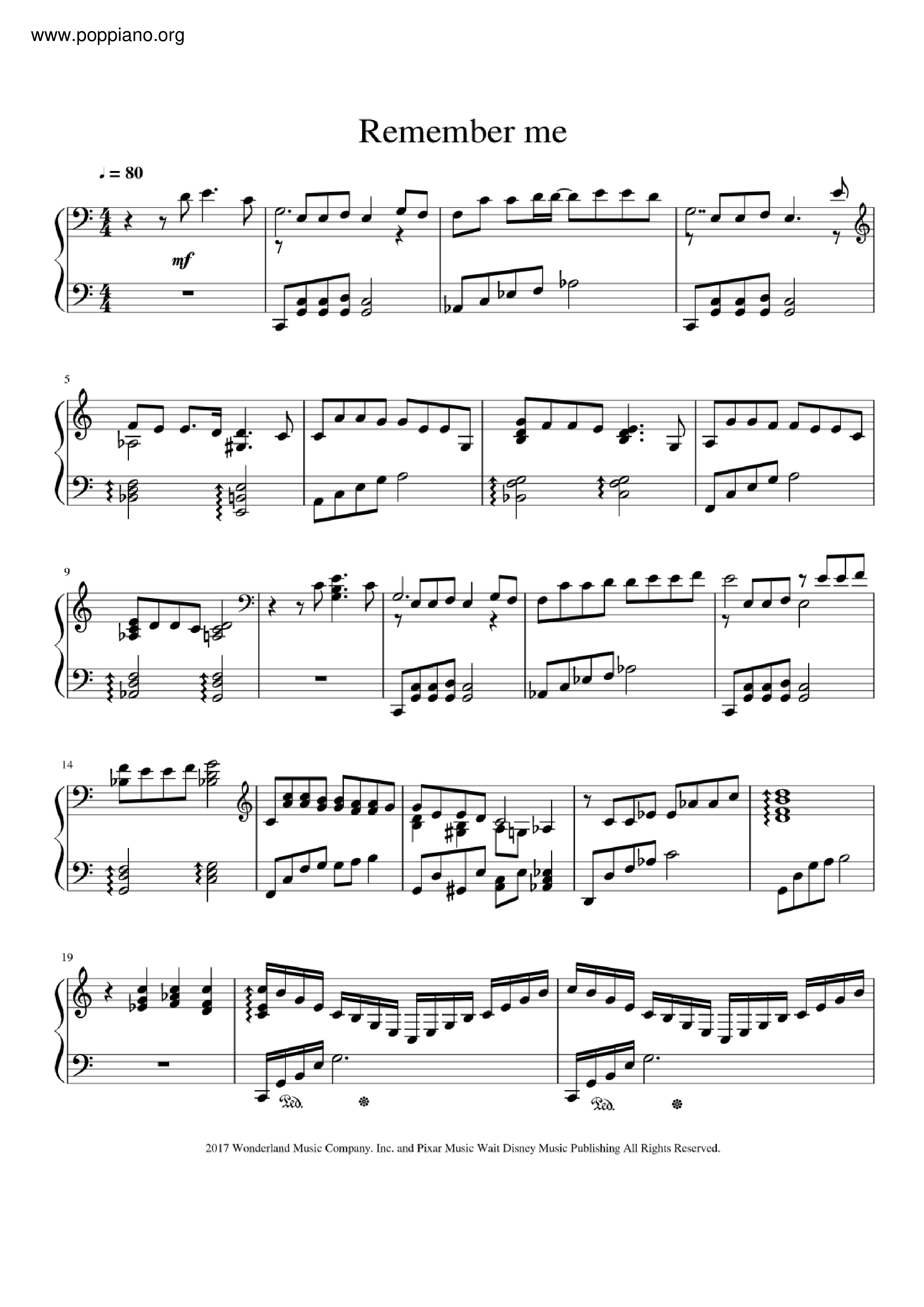 Coco - Remember Me Score