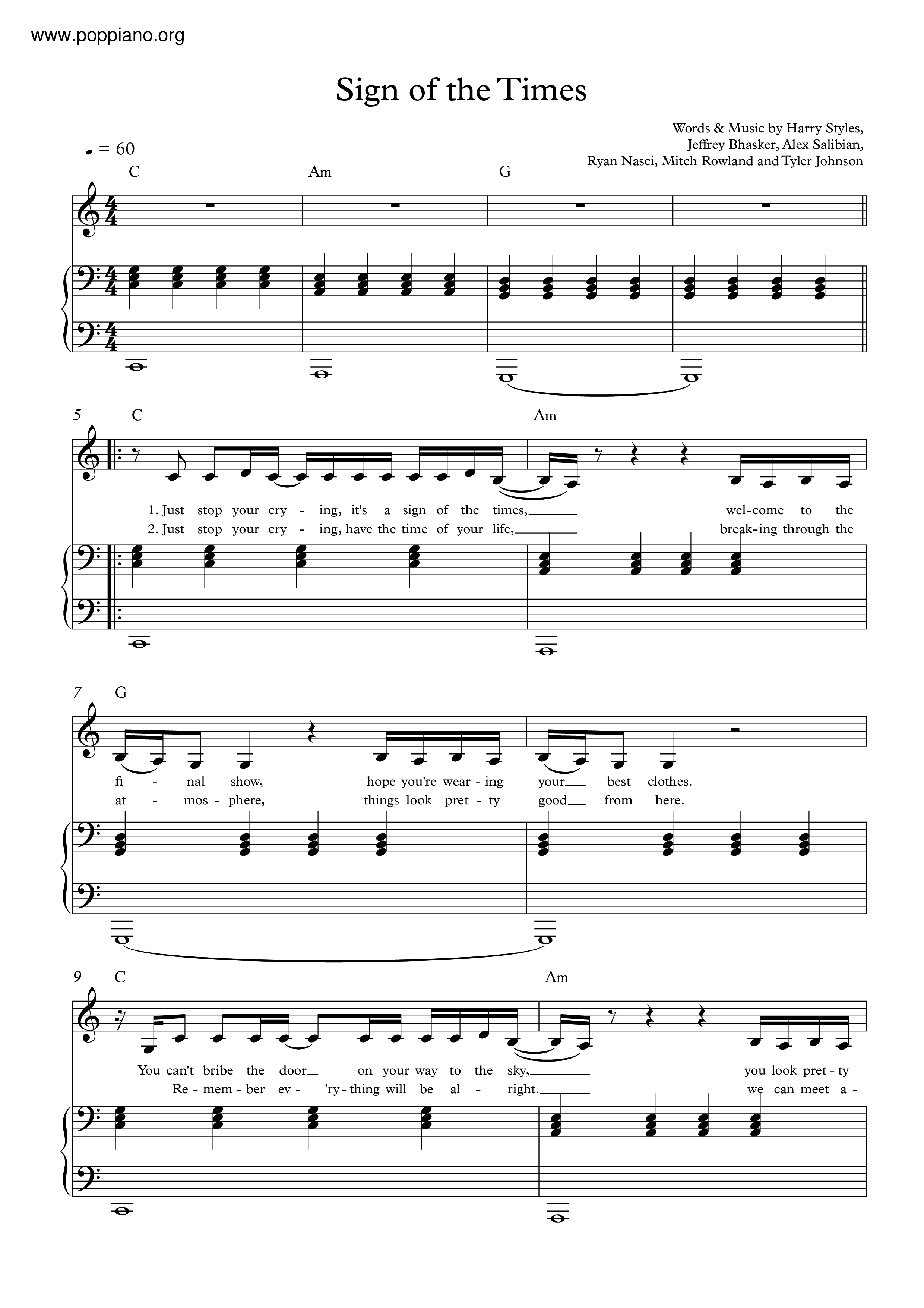 Soplar Dar permiso exposición ☆ Harry Styles-Sign Of The Times Sheet Music pdf, - Free Score Download ☆