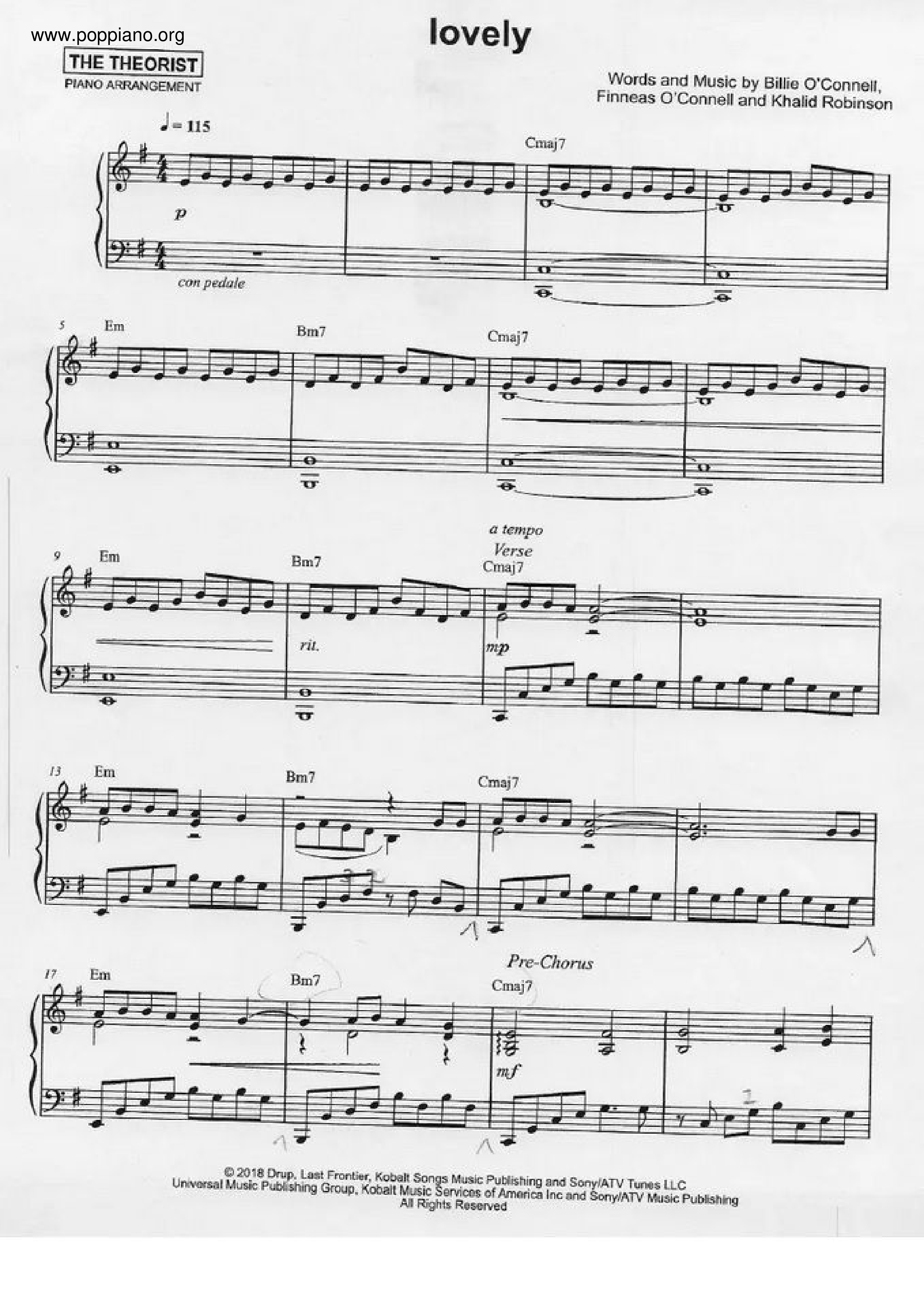 lovely (with Khalid) Score