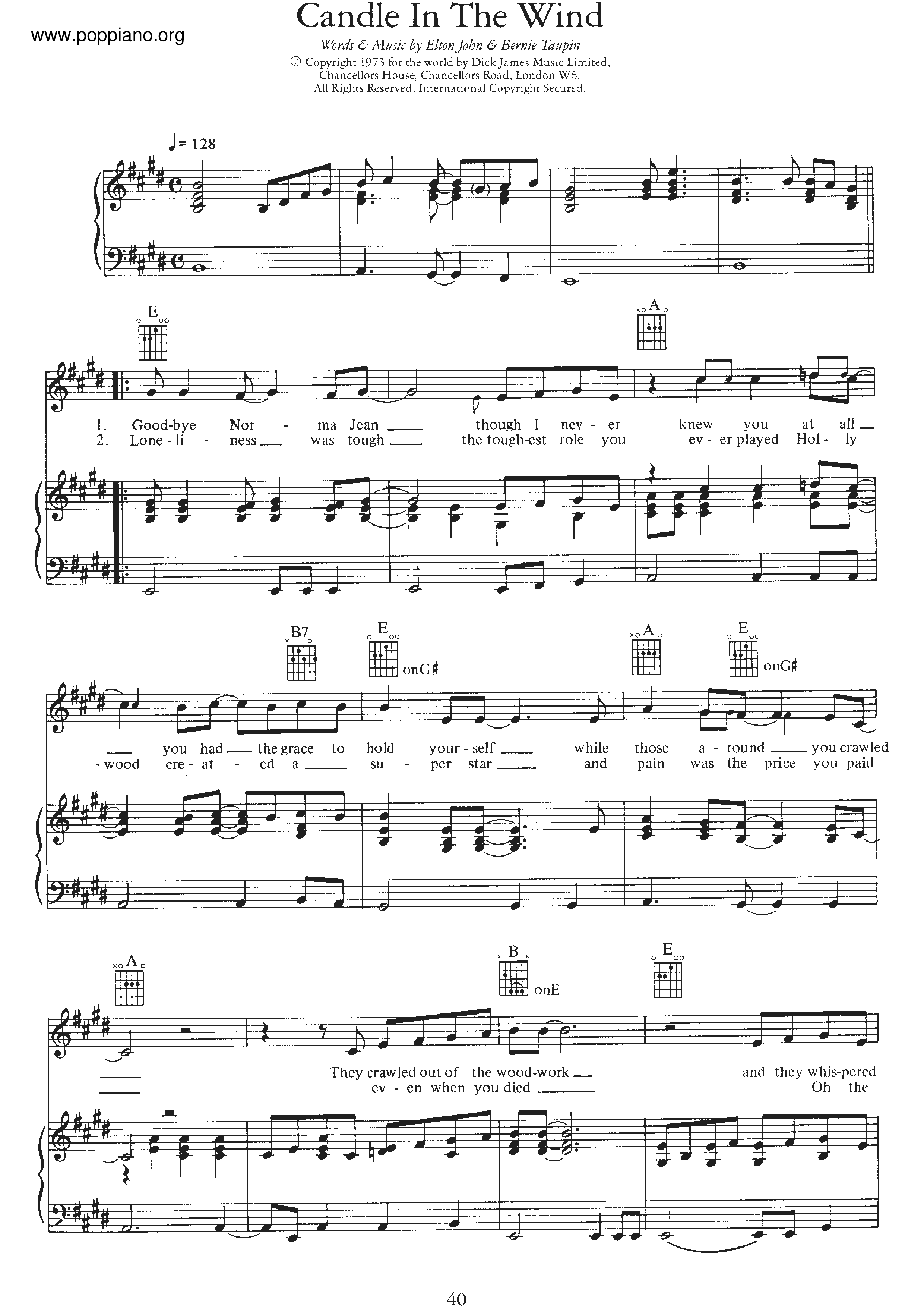 Candle In The Wind Score